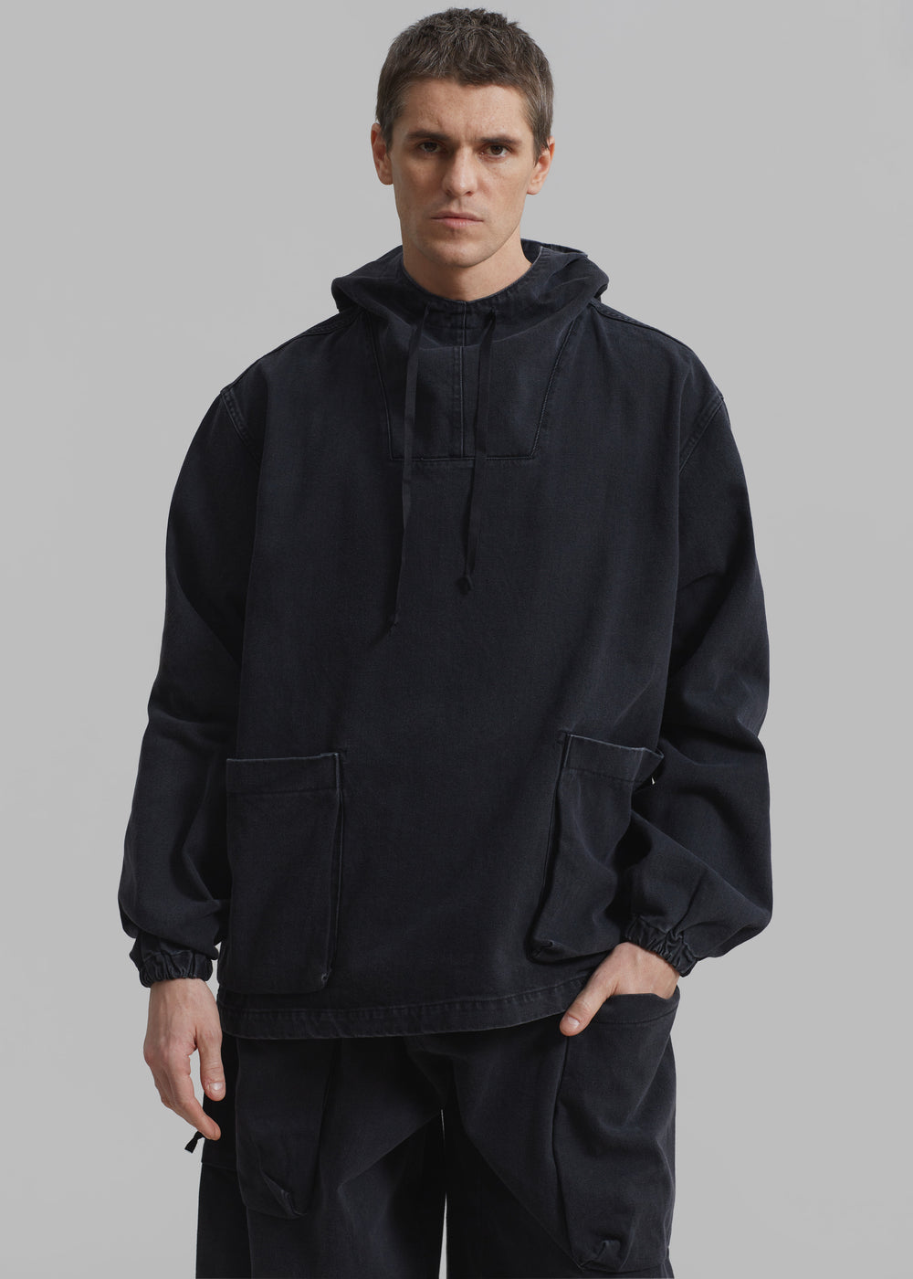 Cliff Denim Hoodie - Black