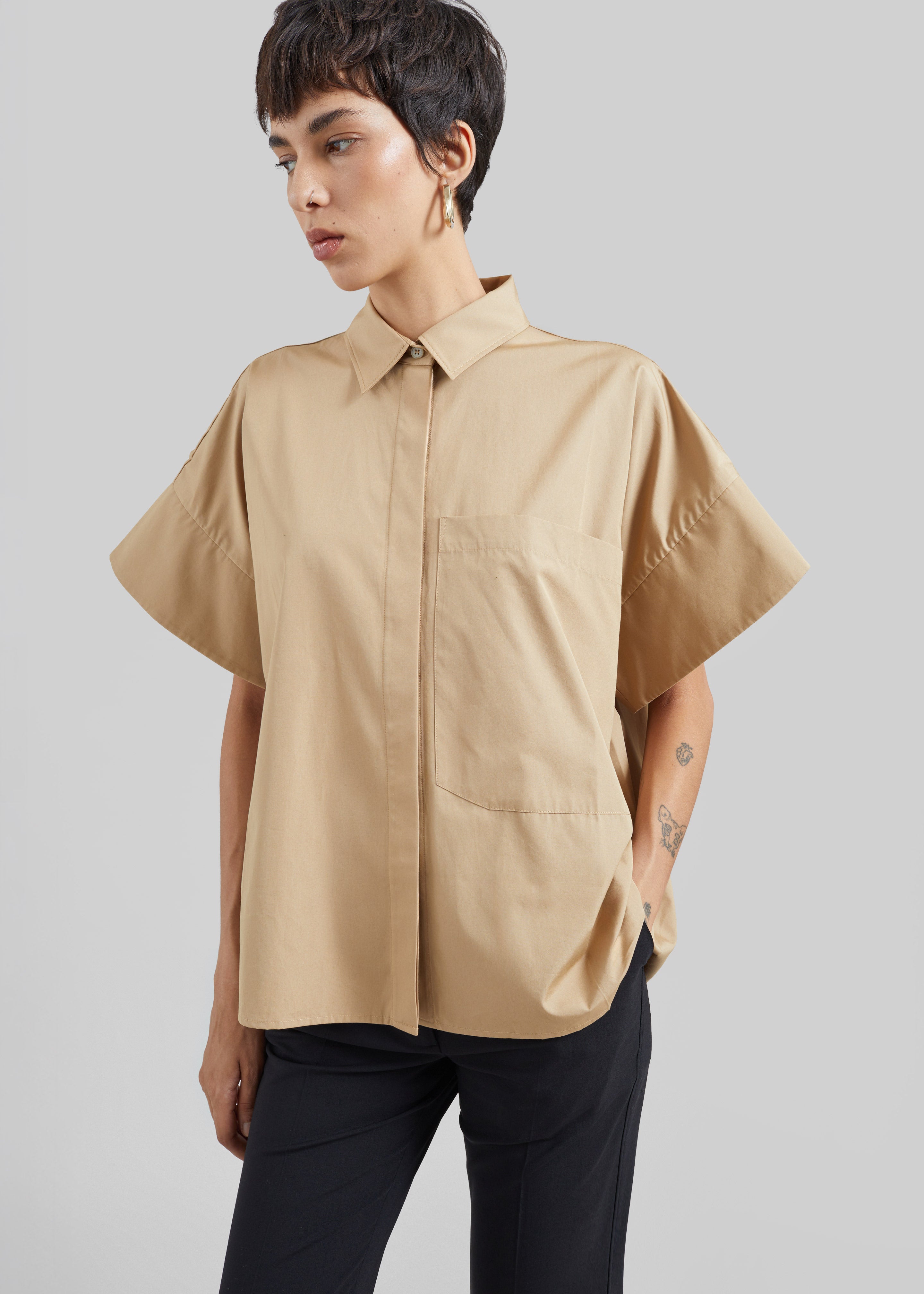 CO chemise boxy à manches courtes - Camel - 3