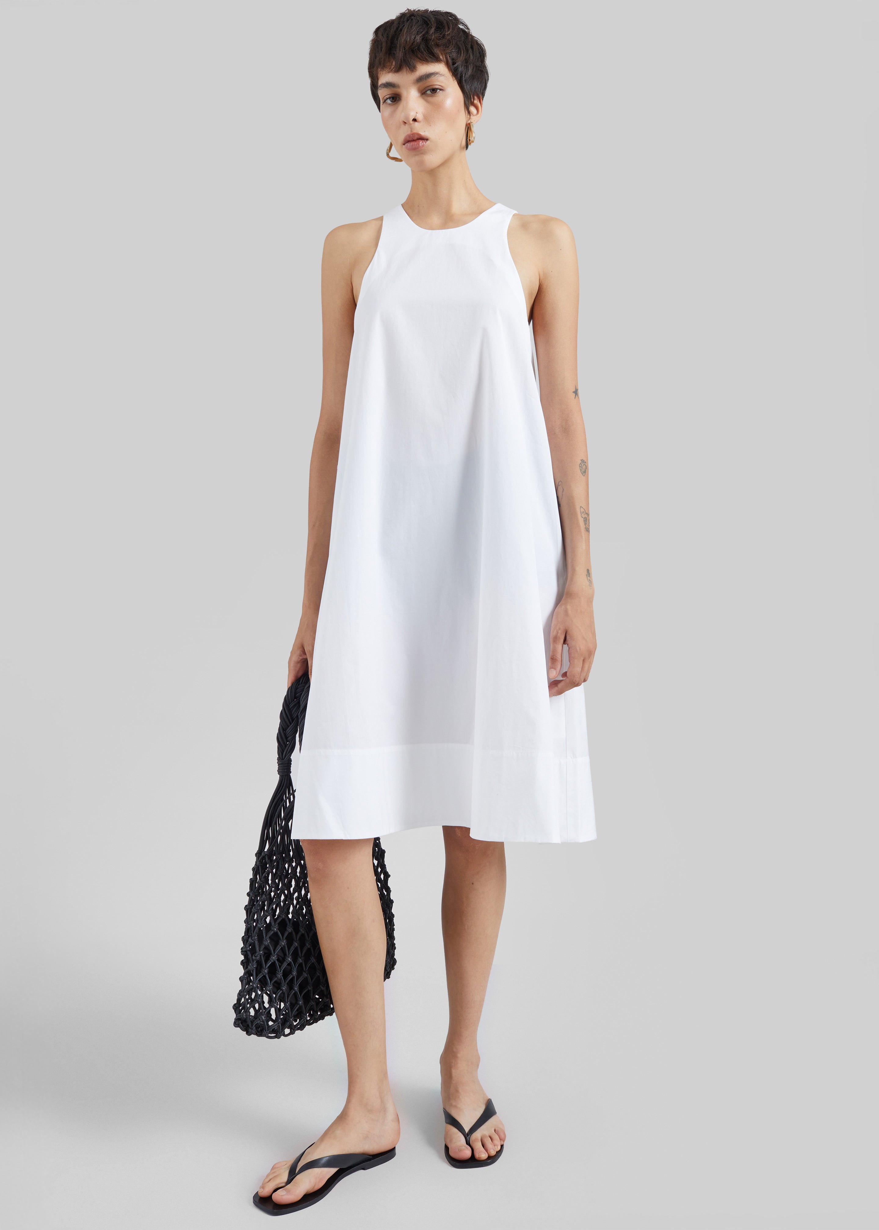 CO Crewneck A-line Dress - White - 1