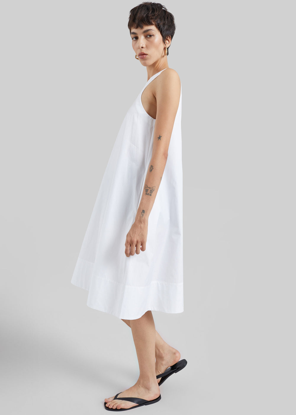 CO Crewneck A-line Dress - White - 1