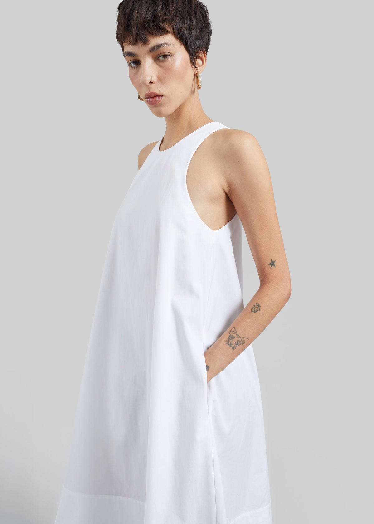 CO Crewneck A-line Dress - White - 4