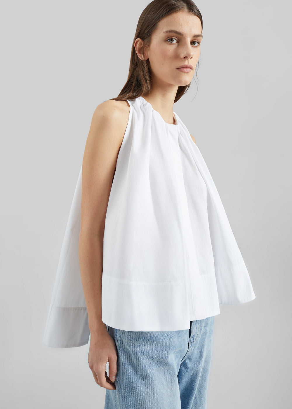 CO Gathered Tunic Shirt - White - 1