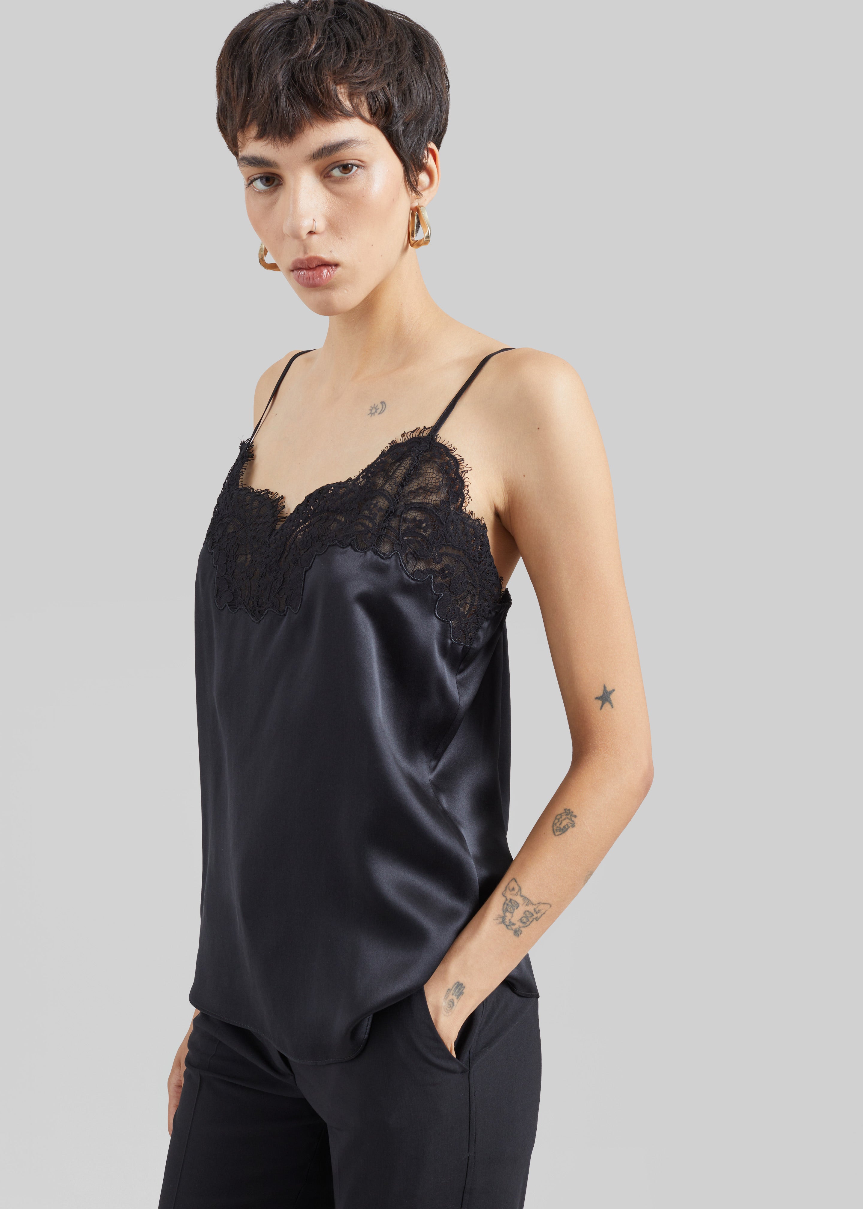 CO Lace Silk Camisole - Black - 4