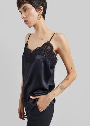 CO Lace Silk Camisole - Black