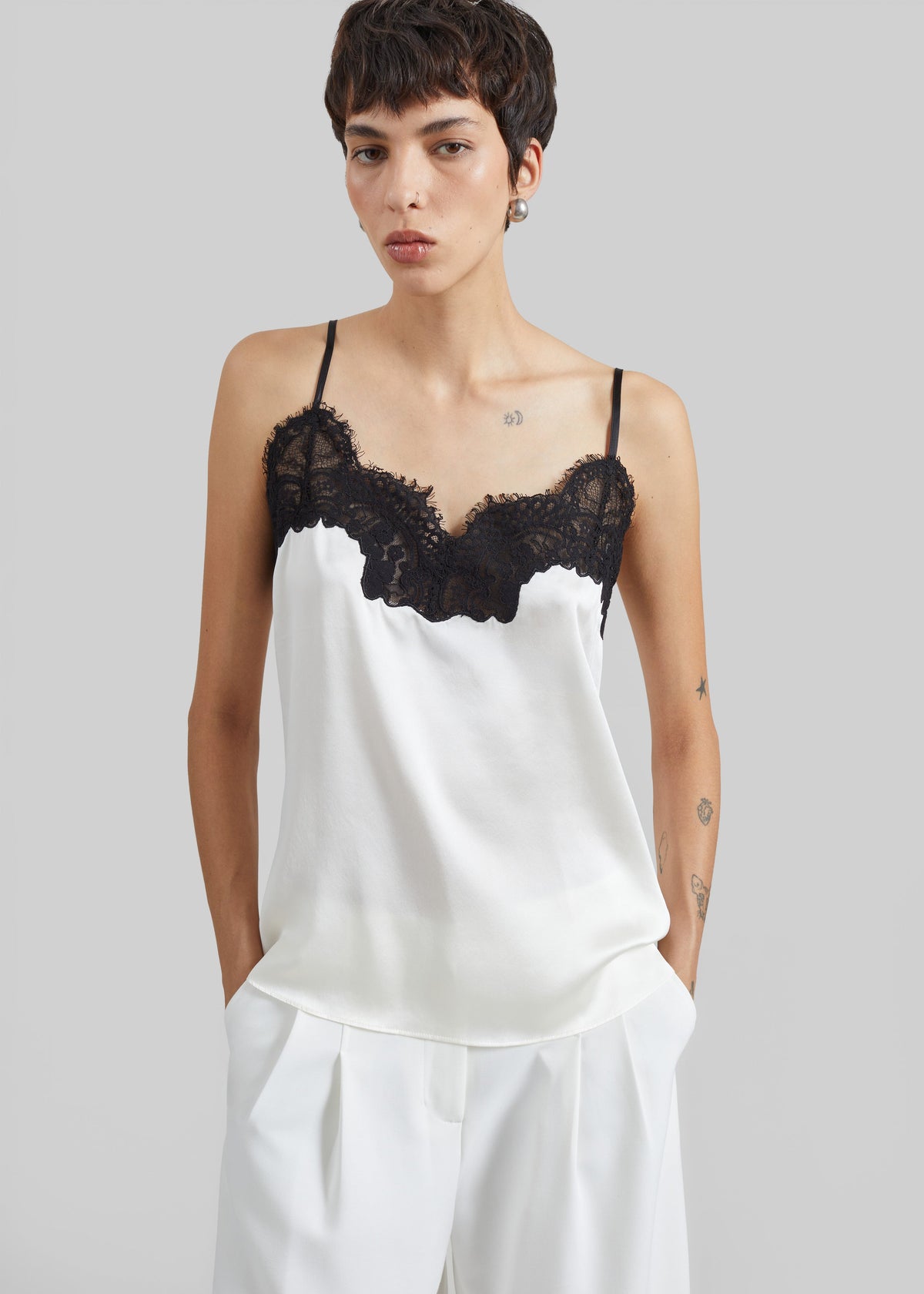 CO Lace Silk Camisole - Ivory - 1