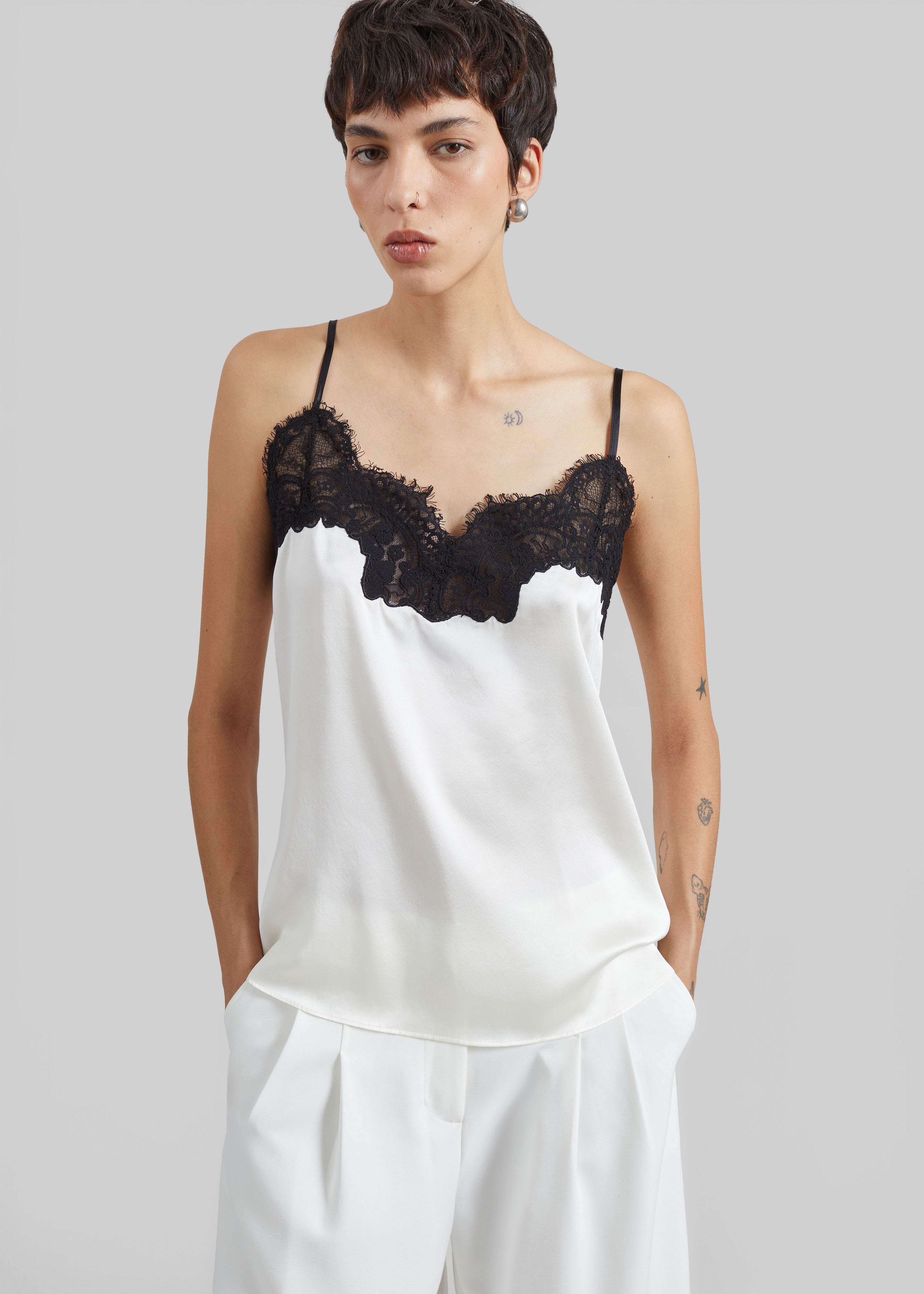 CO Lace Silk Camisole - Ivory - 1