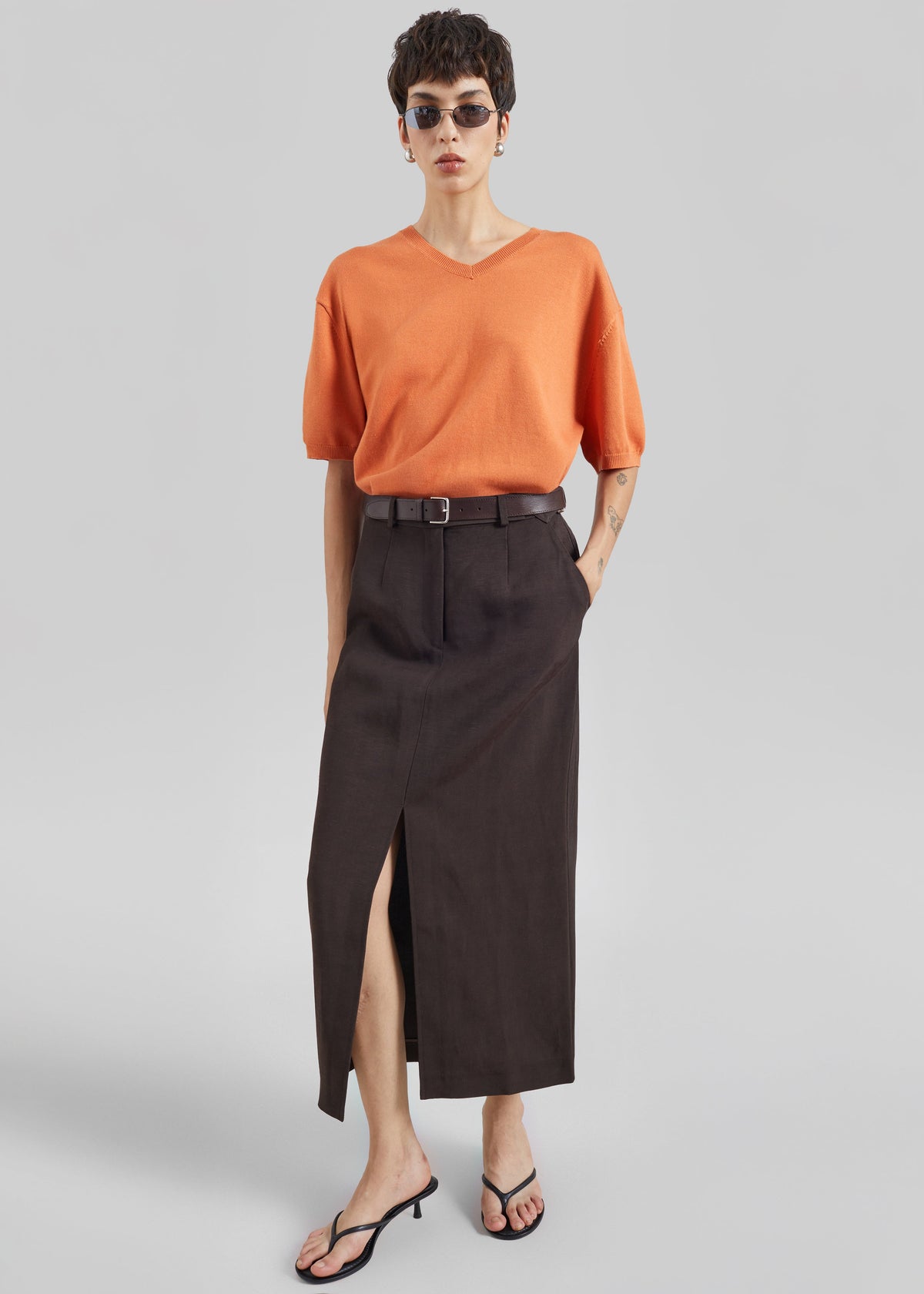 CO Tailored Pencil Skirt - Chocolate