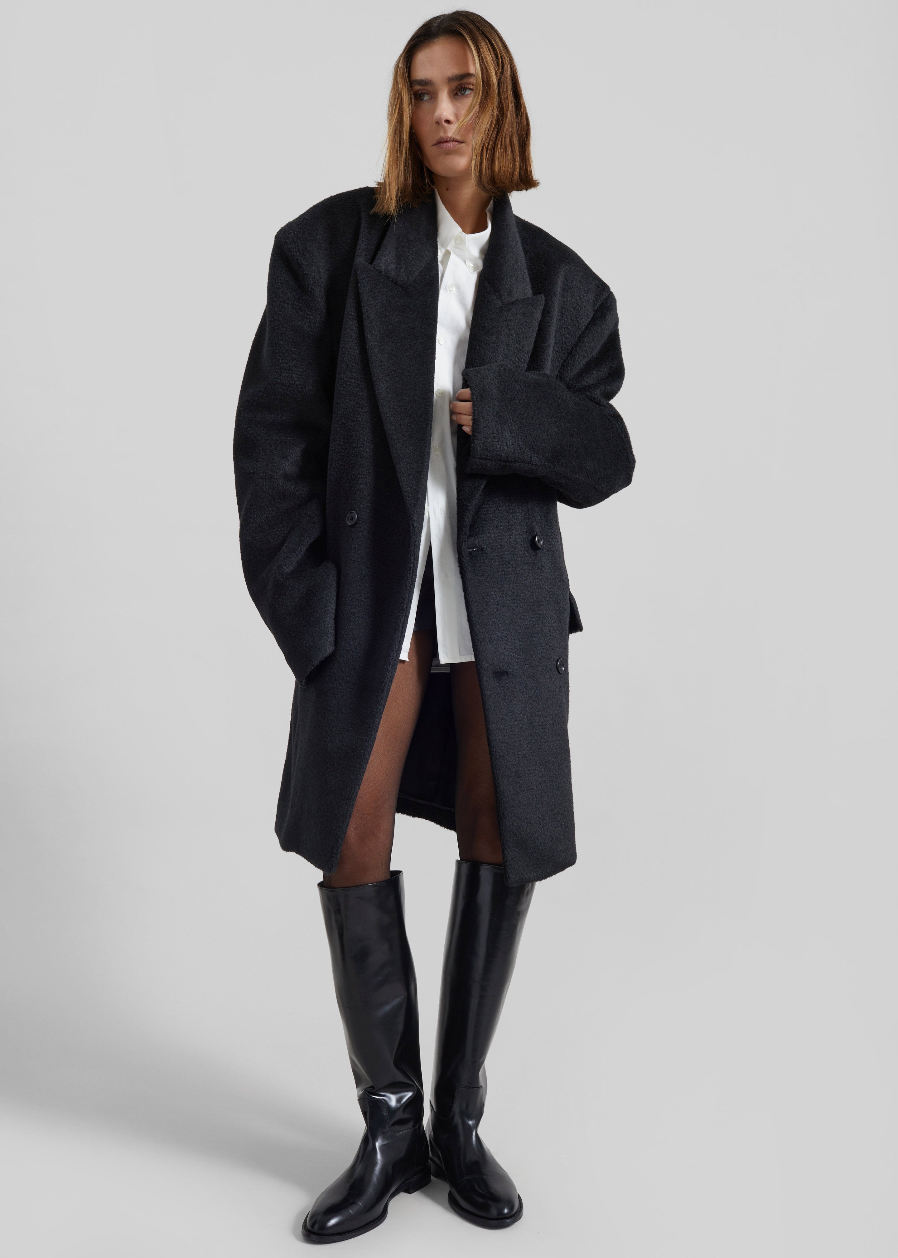 Coblence Textured Wool-Blend Coat - Black - 5