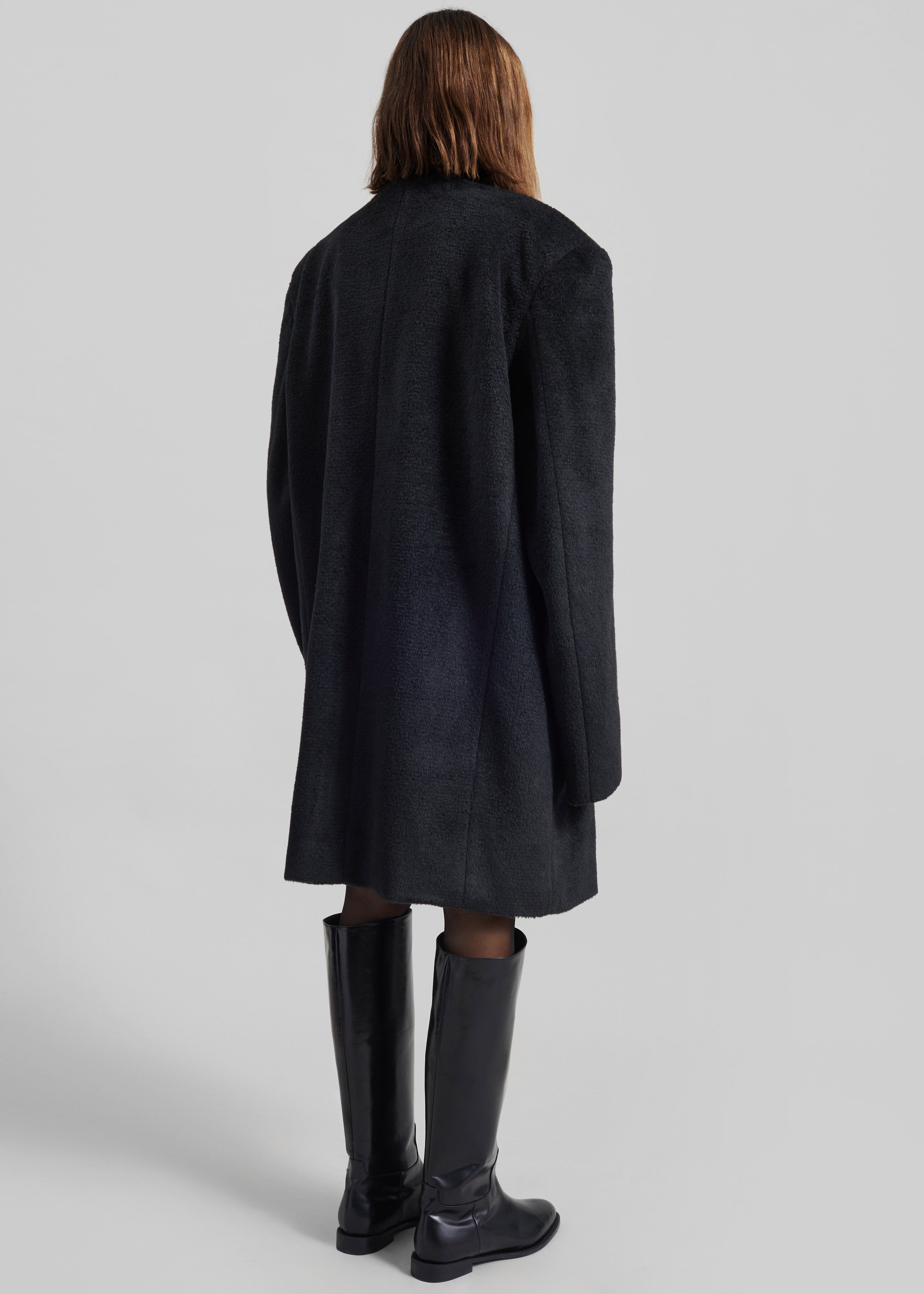 Coblence Textured Wool-Blend Coat - Black - 6