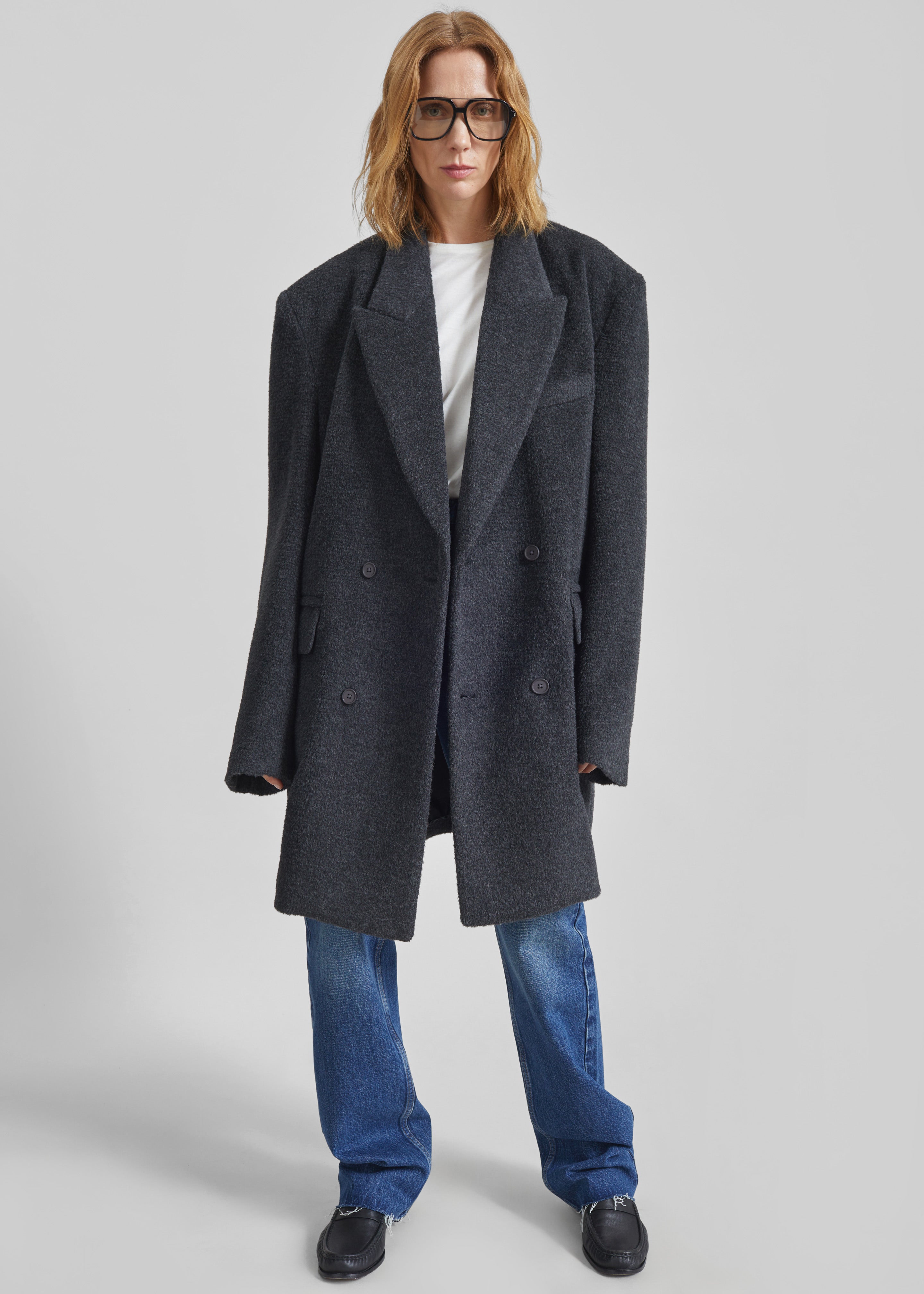 Coblence Textured Wool-Blend Coat - Dark Grey - 5