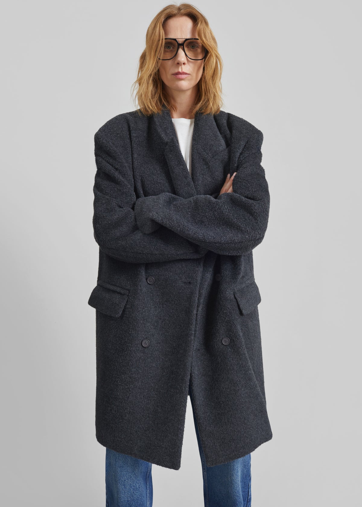 Coblence Textured Wool-Blend Coat - Dark Grey - 8