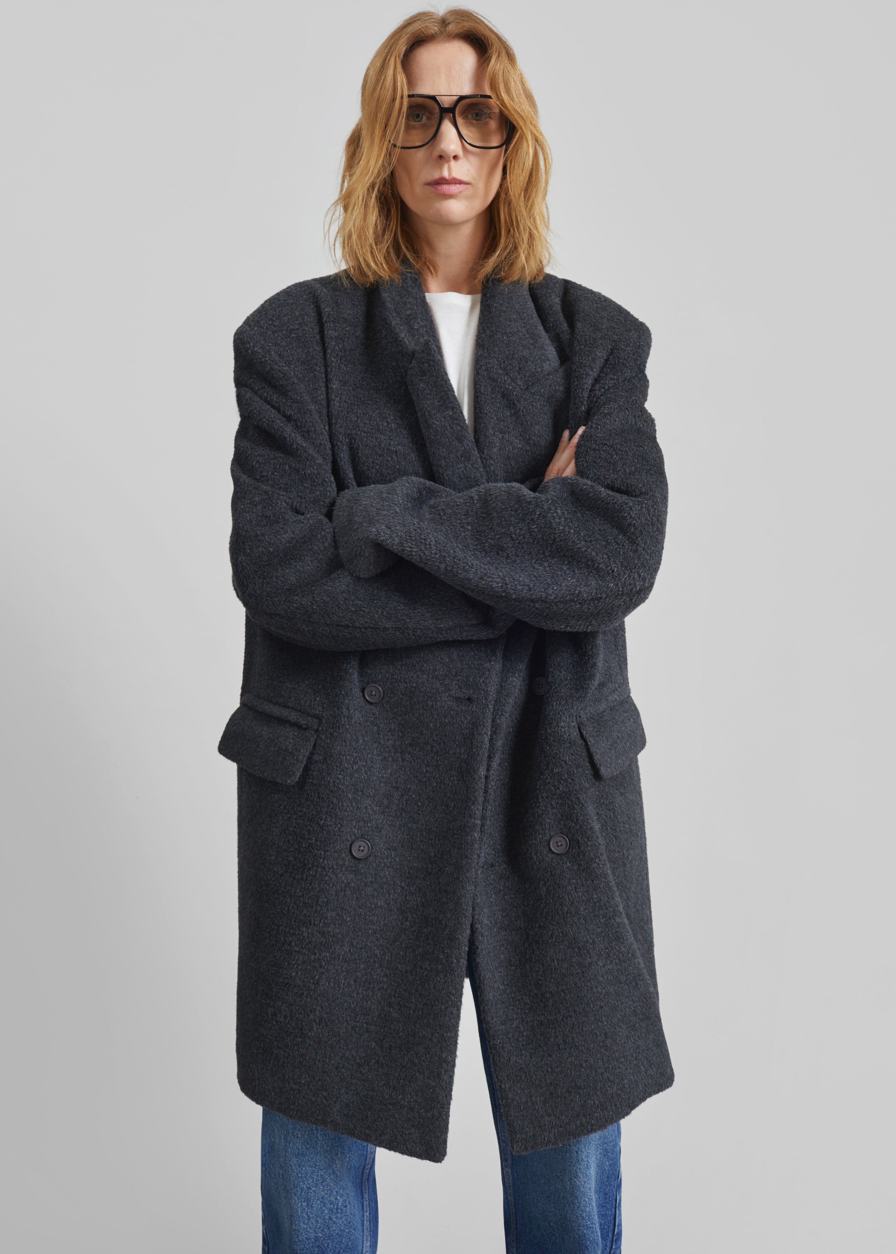 Coblence Textured Wool-Blend Coat - Dark Grey - 8