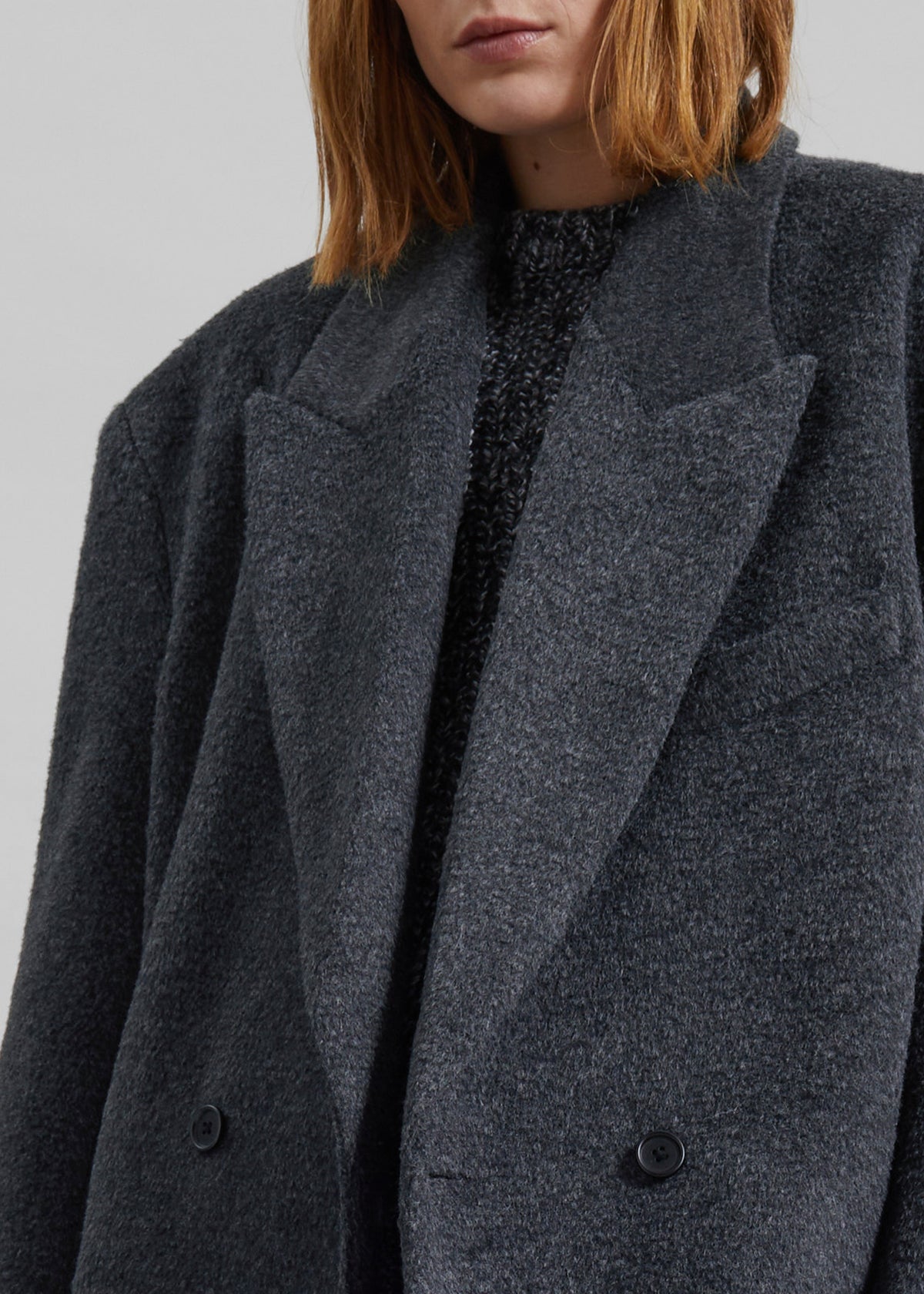 Coblence Textured Wool-Blend Coat - Dark Grey - 3