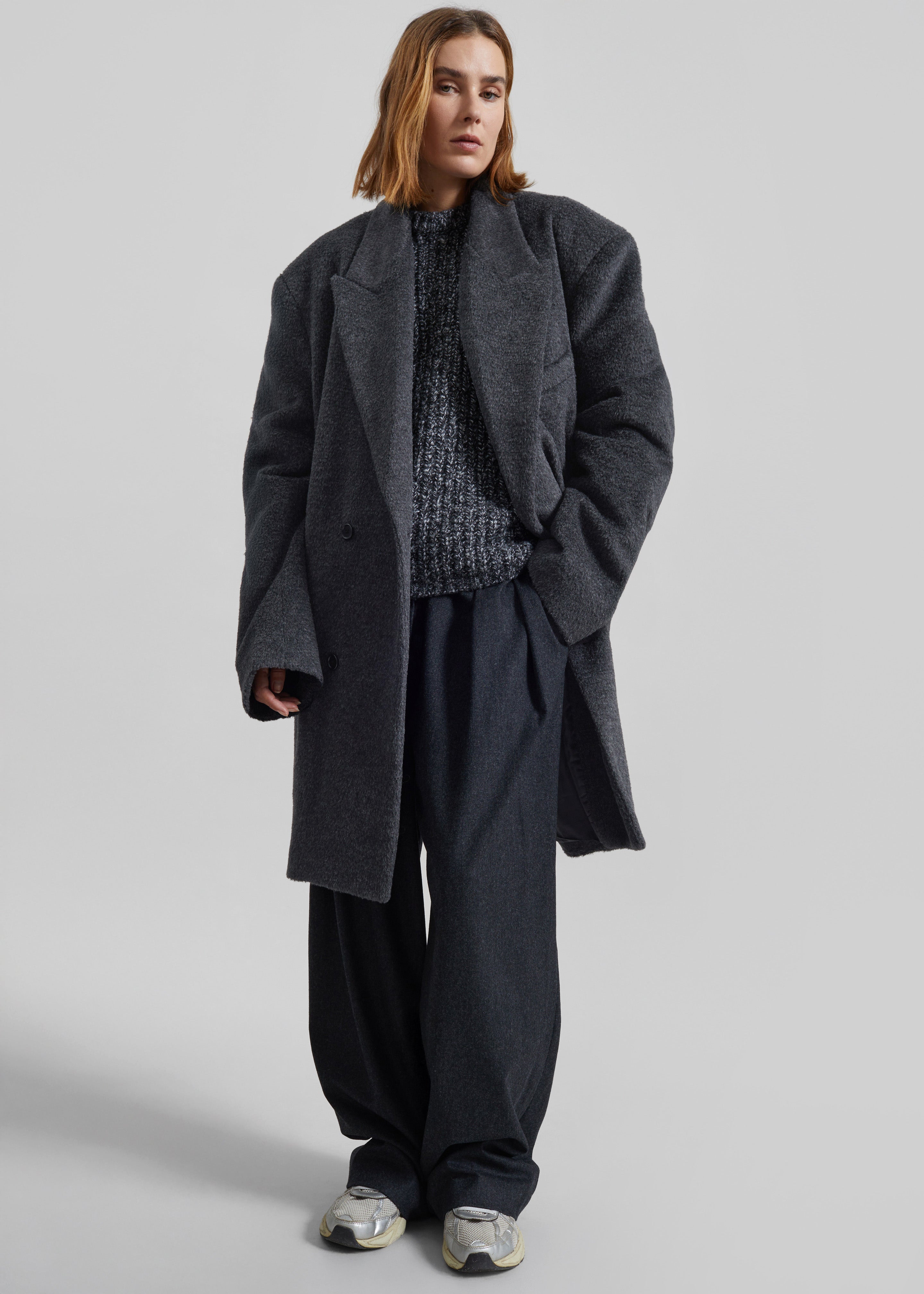 Coblence Textured Wool-Blend Coat - Dark Grey - 2