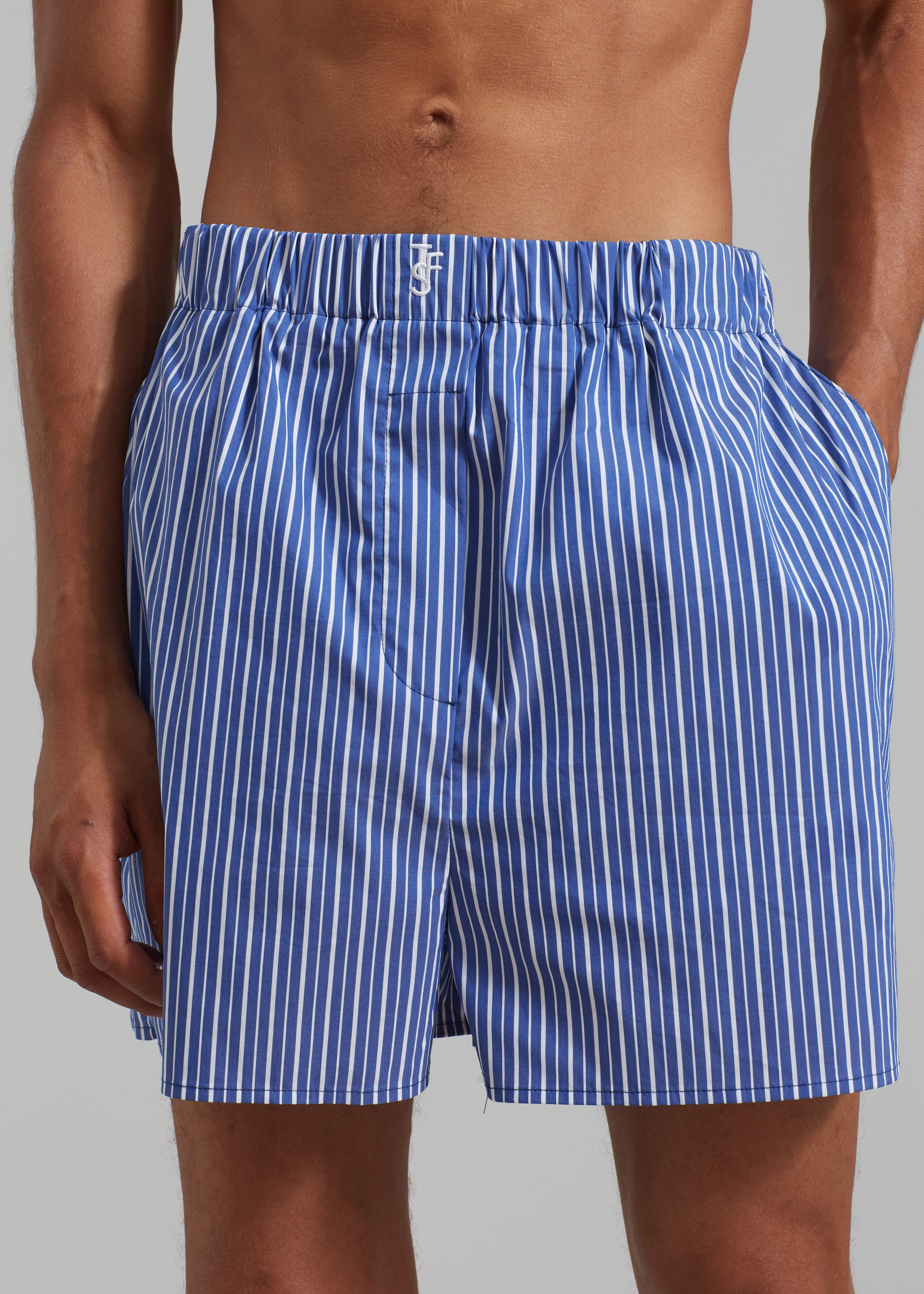 Cole Cotton Boxer Shorts - Blue Multi Stripe - 5