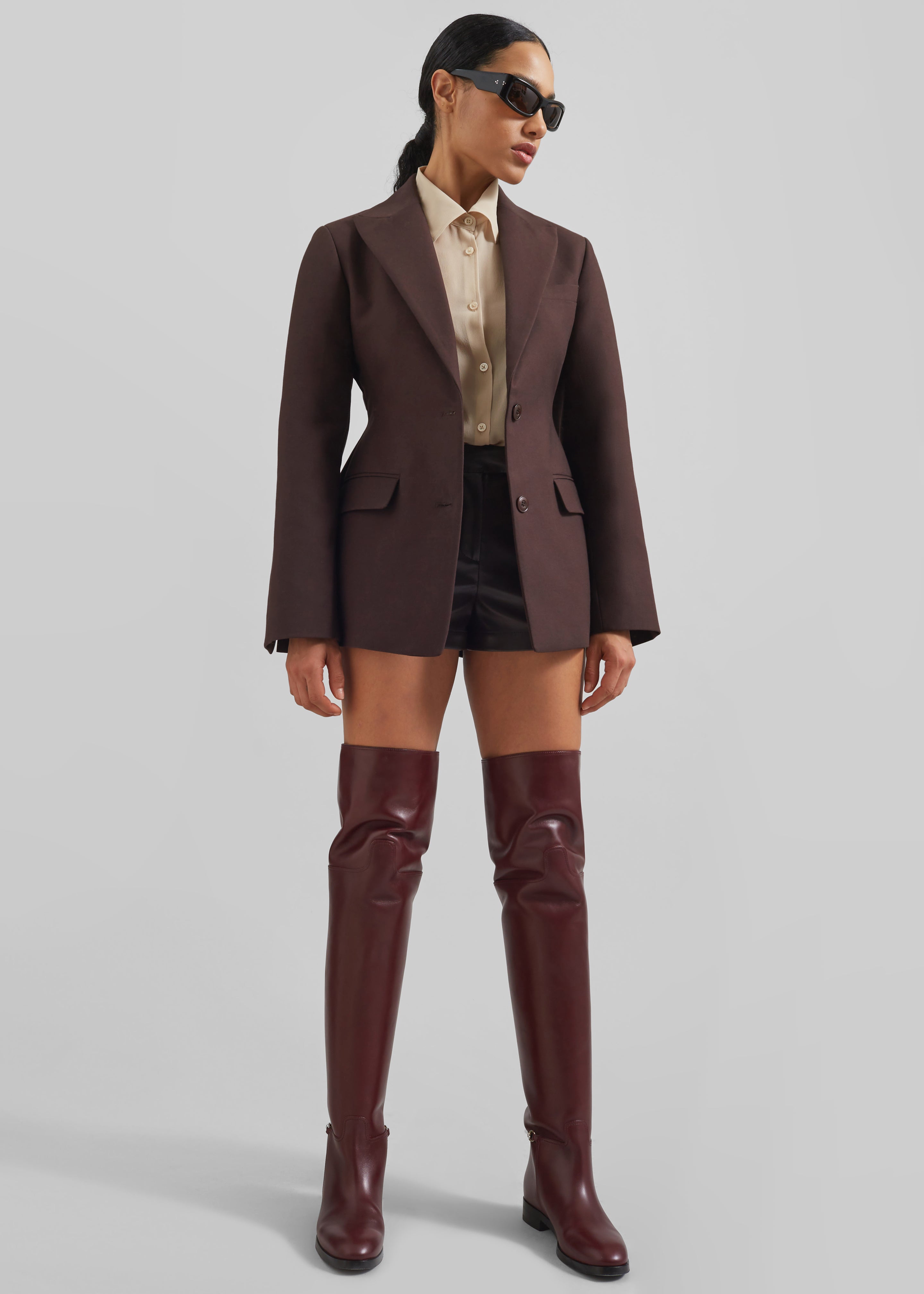 Colette Hourglass Blazer - Dark Brown - 5