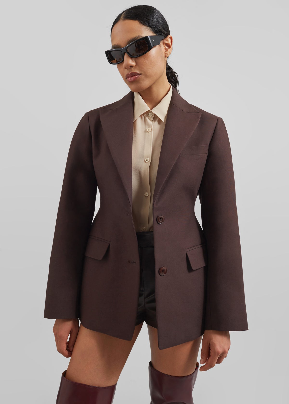 Colette Hourglass Blazer - Dark Brown - 6