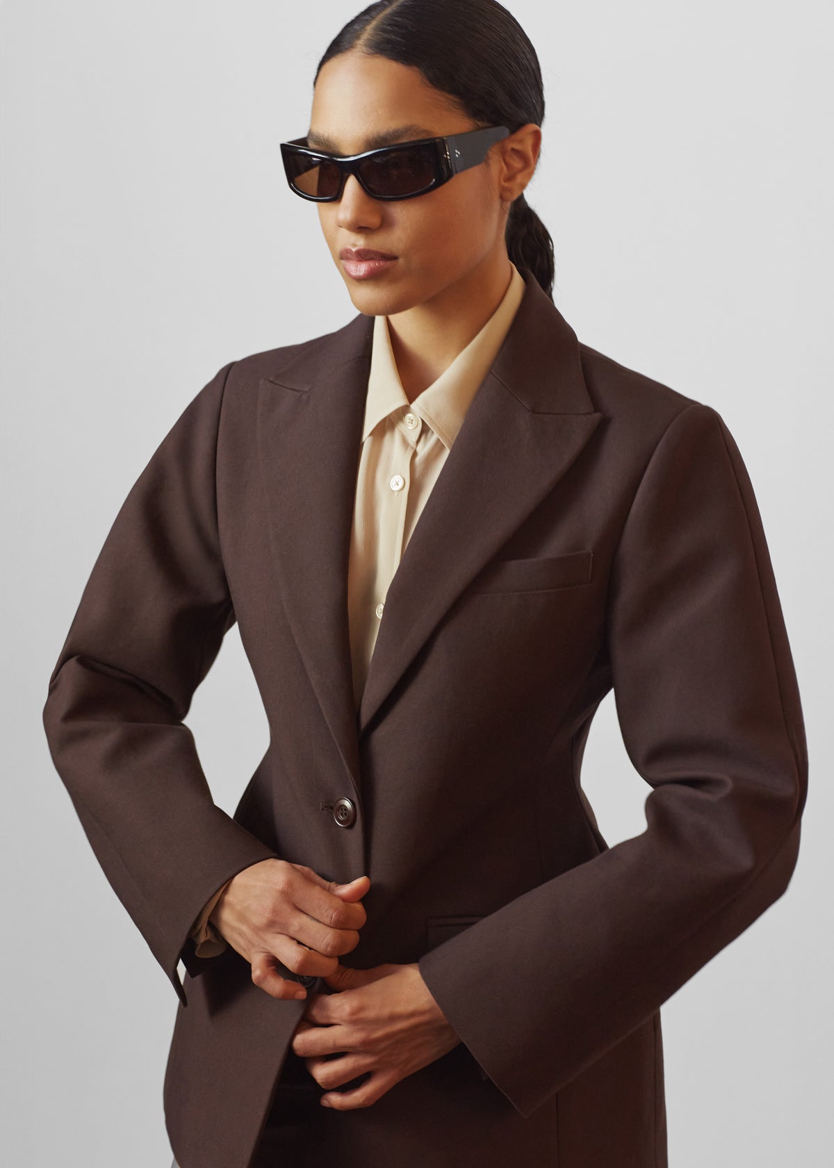 Colette Hourglass Blazer - Dark Brown - 9