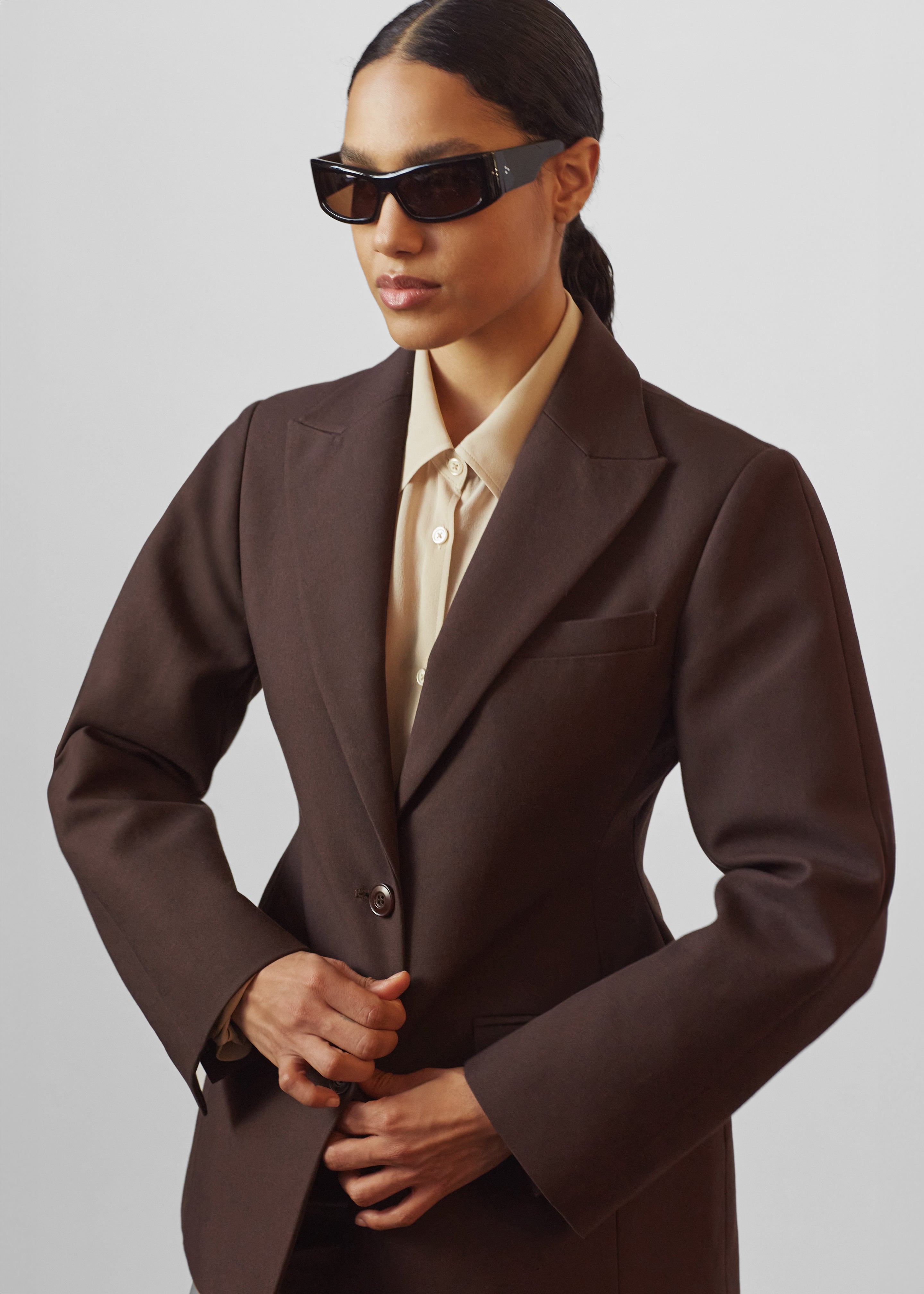 Colette Hourglass Blazer - Dark Brown - 9
