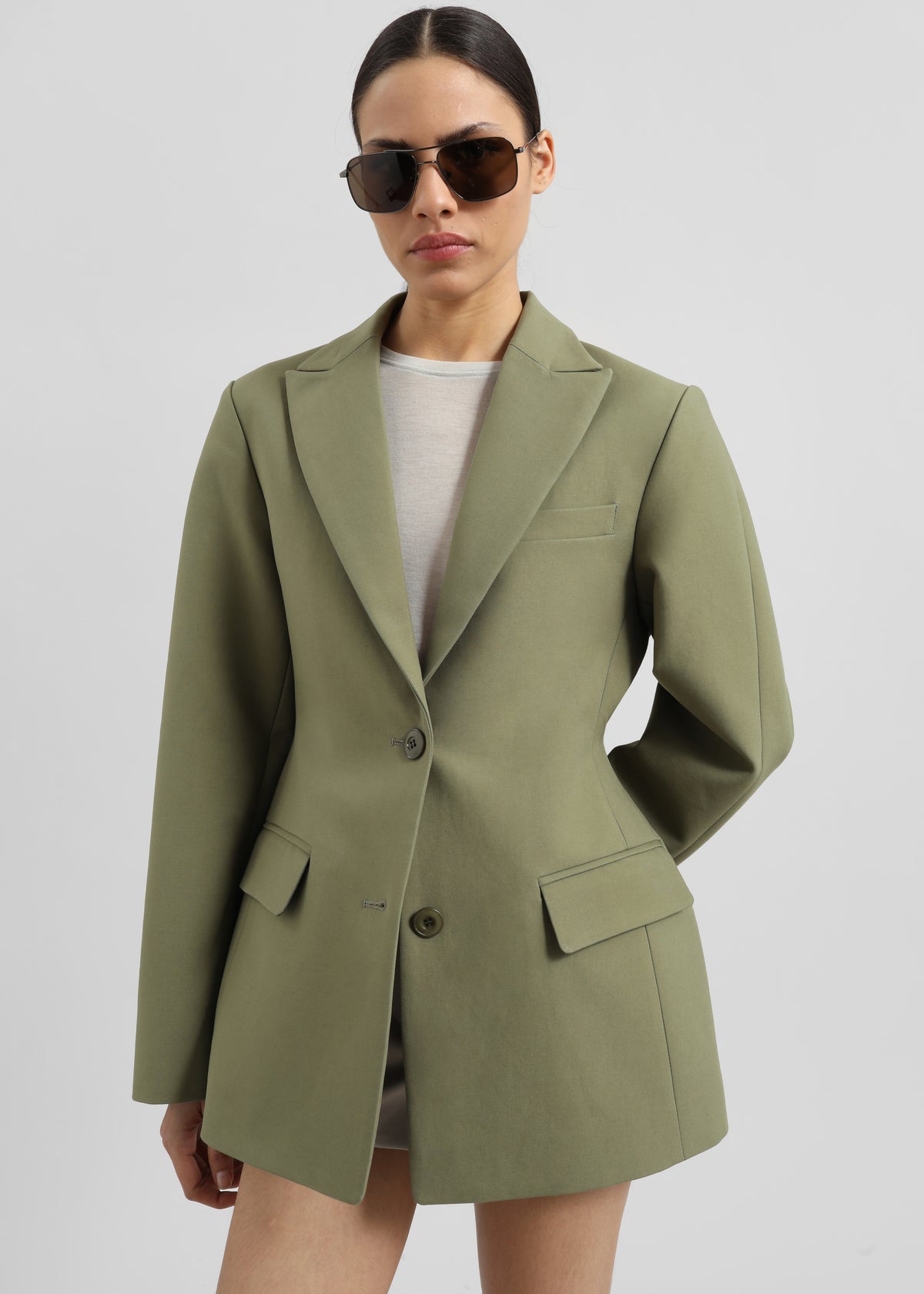Colette Hourglass Blazer - Khaki - 1