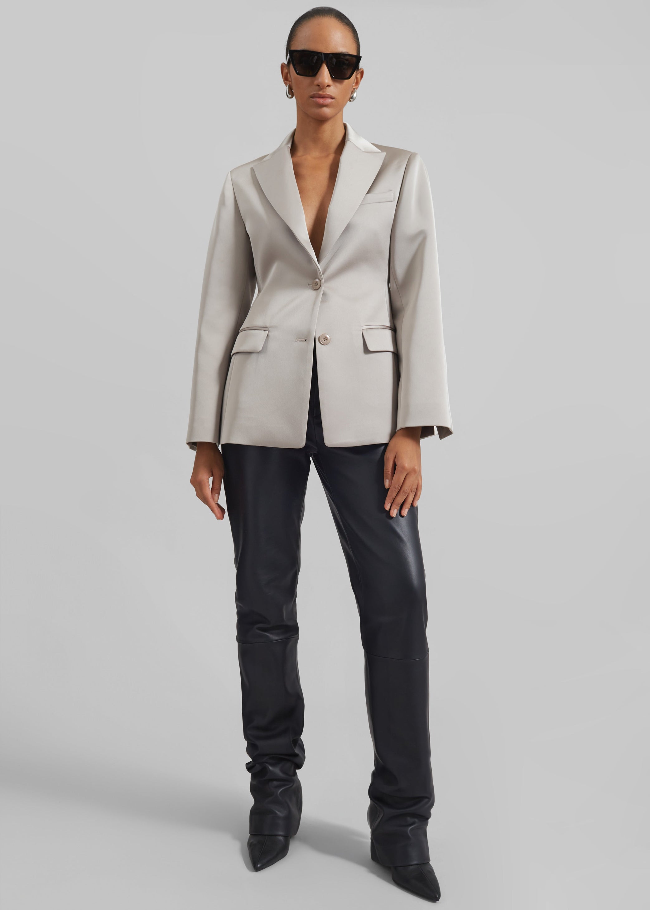 Shop the look image for Colette Hourglass Satin Blazer - Light Taupe