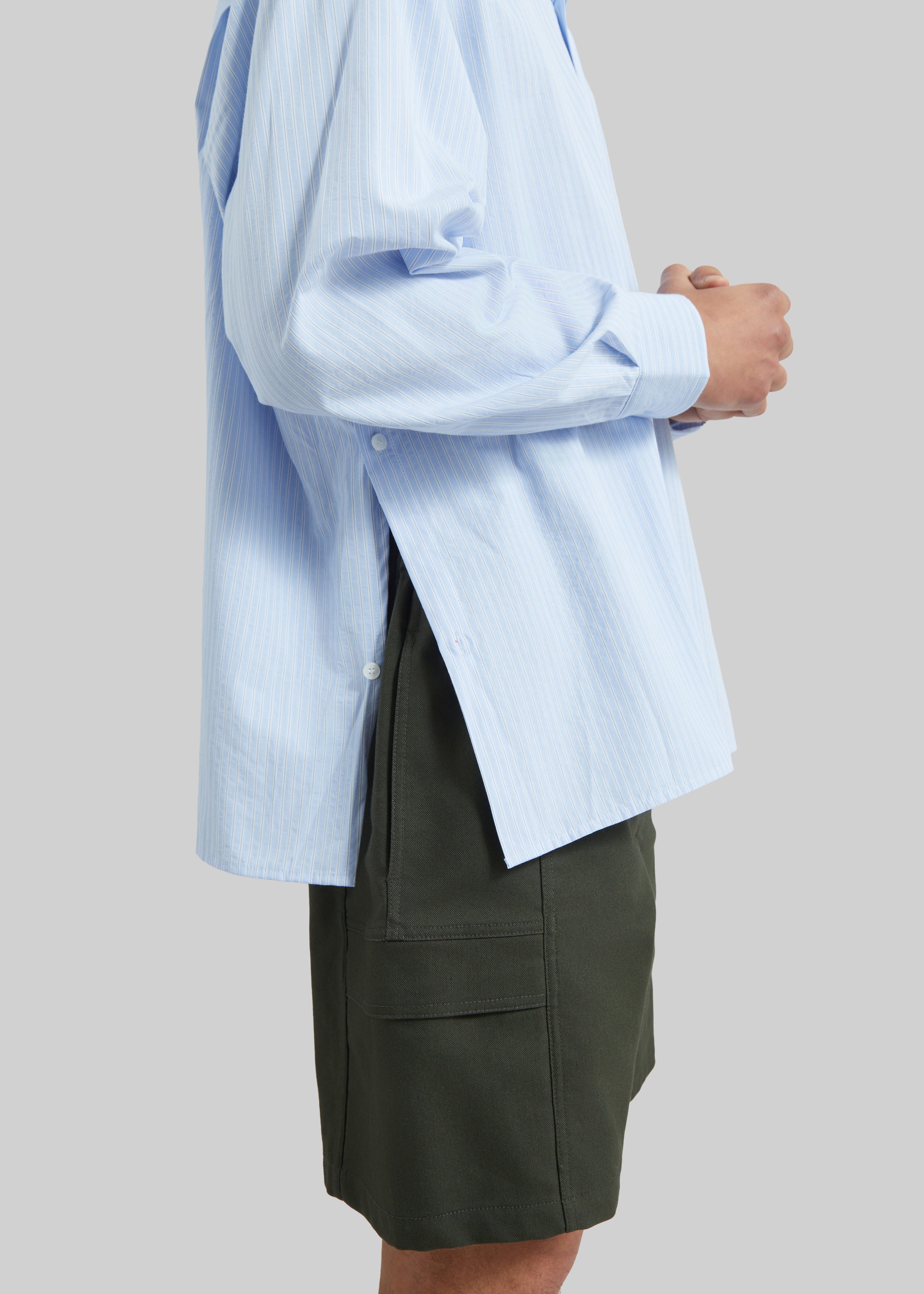 Colhame Adjustable Hem Shirt - Blue/White Stripe - 3