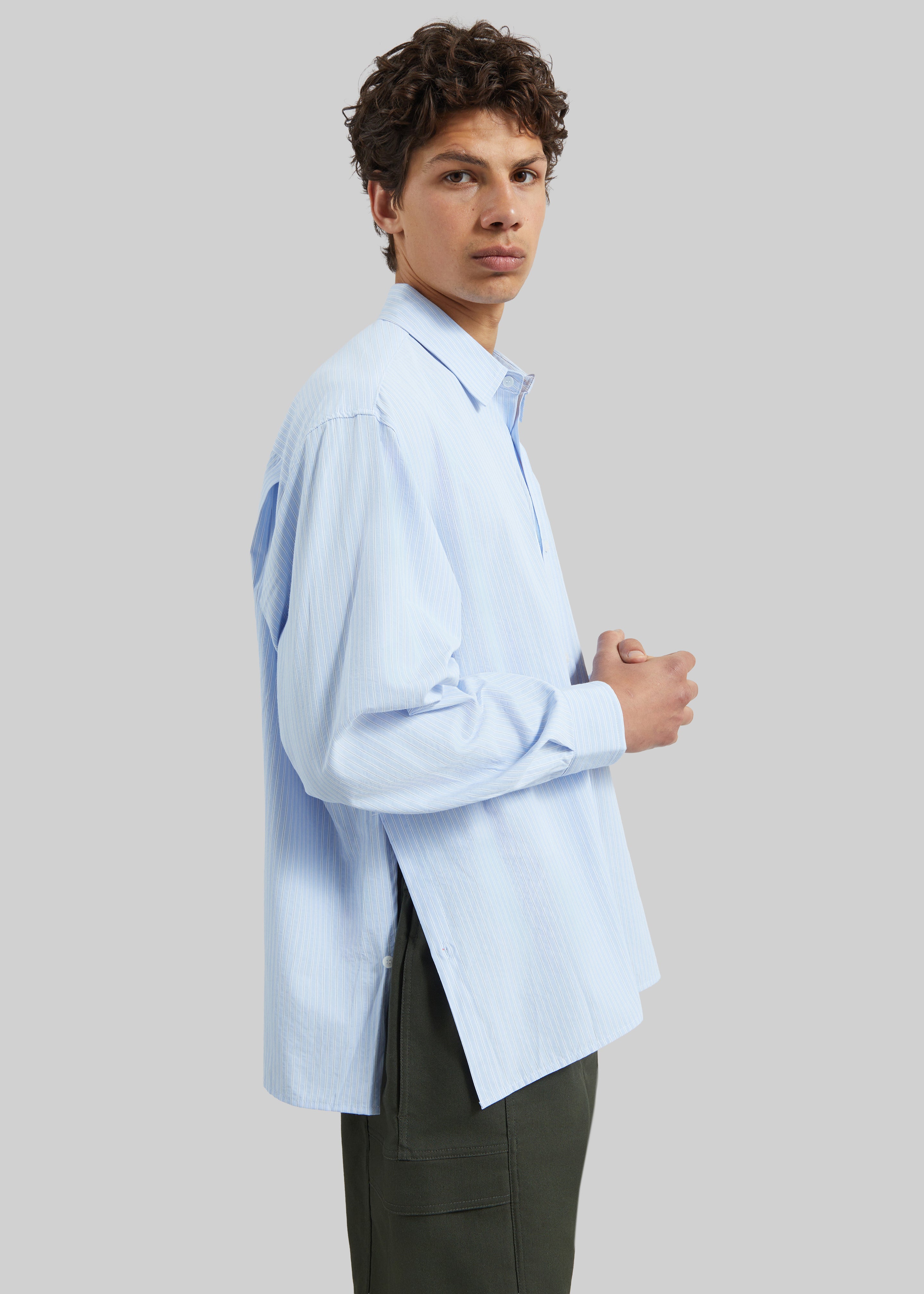 Colhame Adjustable Hem Shirt - Blue/White Stripe - 4