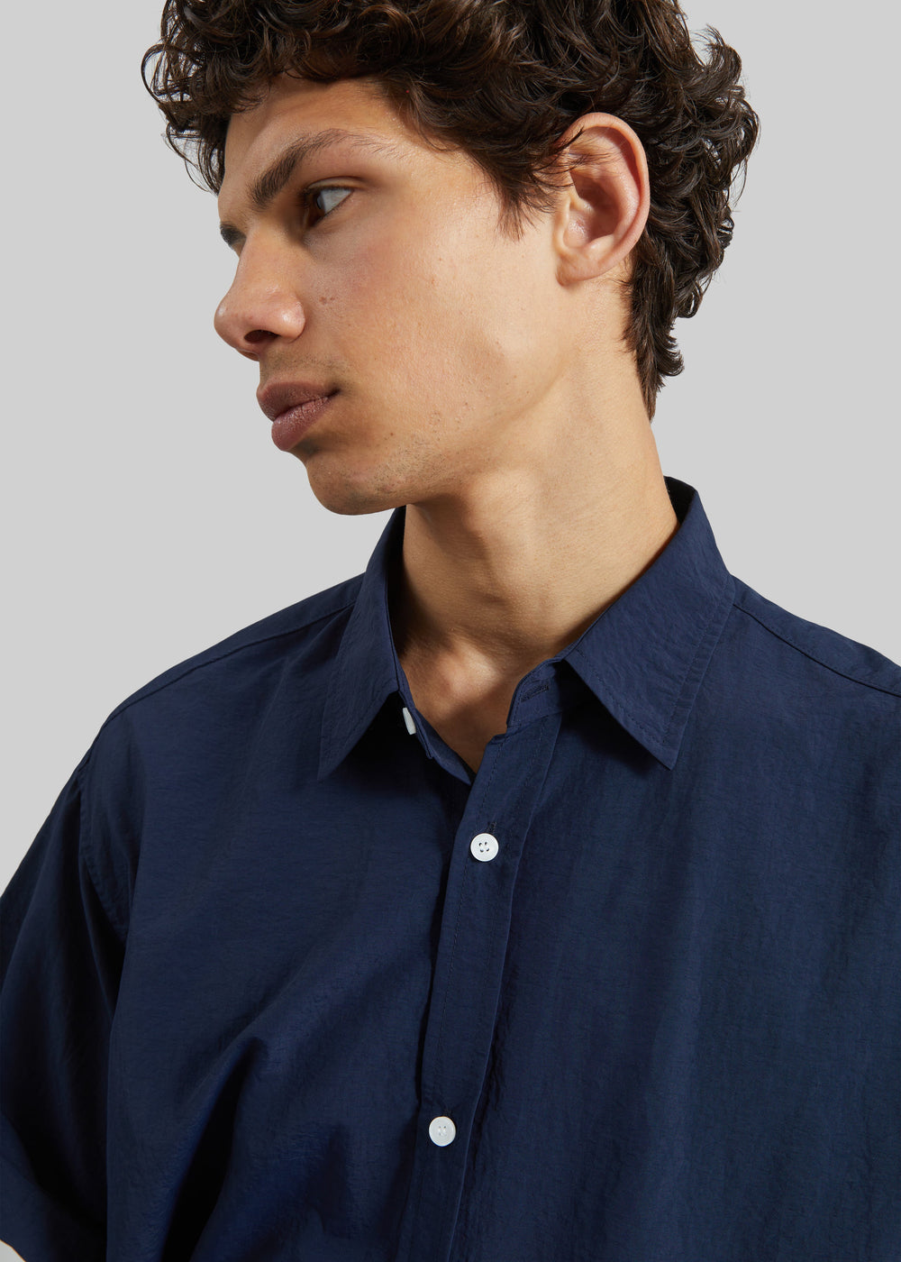 Camicia Colhame a maniche corte con orlo regolabile - Blu navy - 1