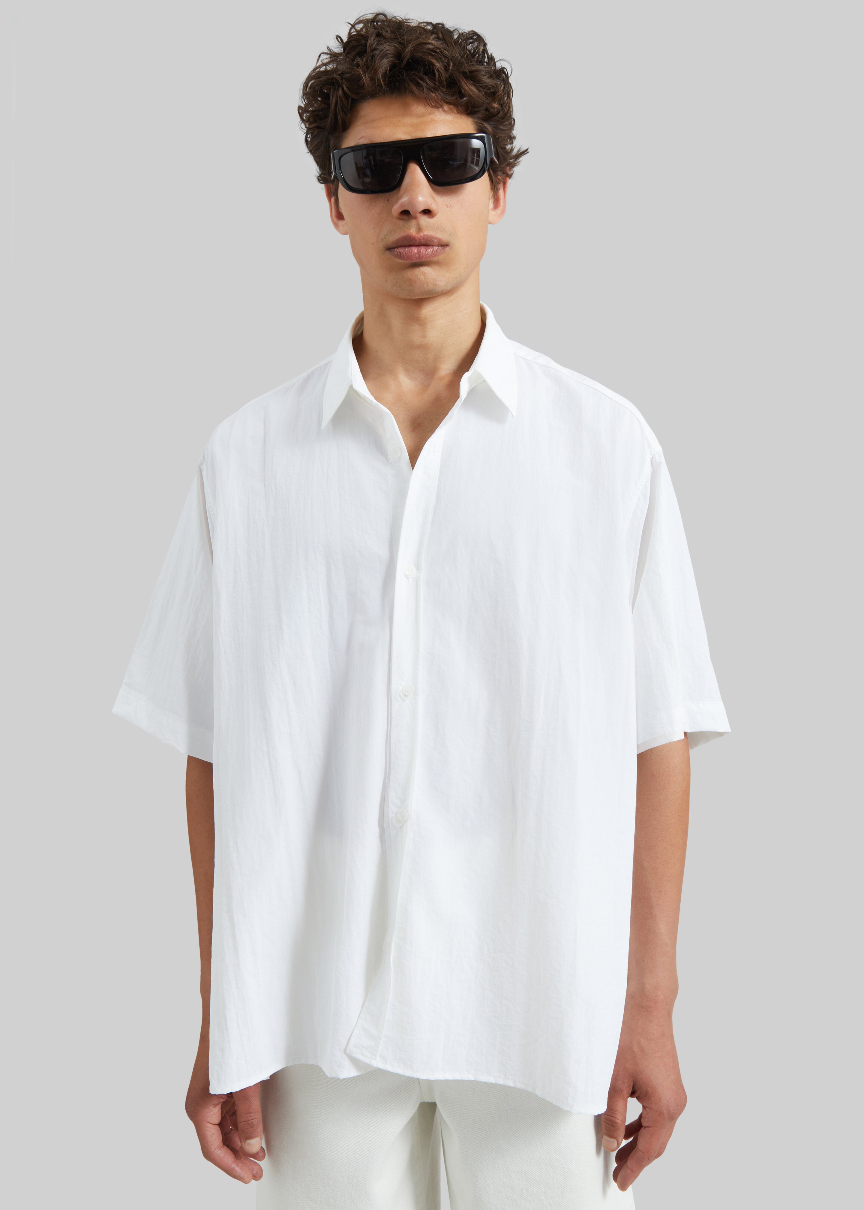 Colhame Adjustable Hem Short Sleeve Shirt - White - 5