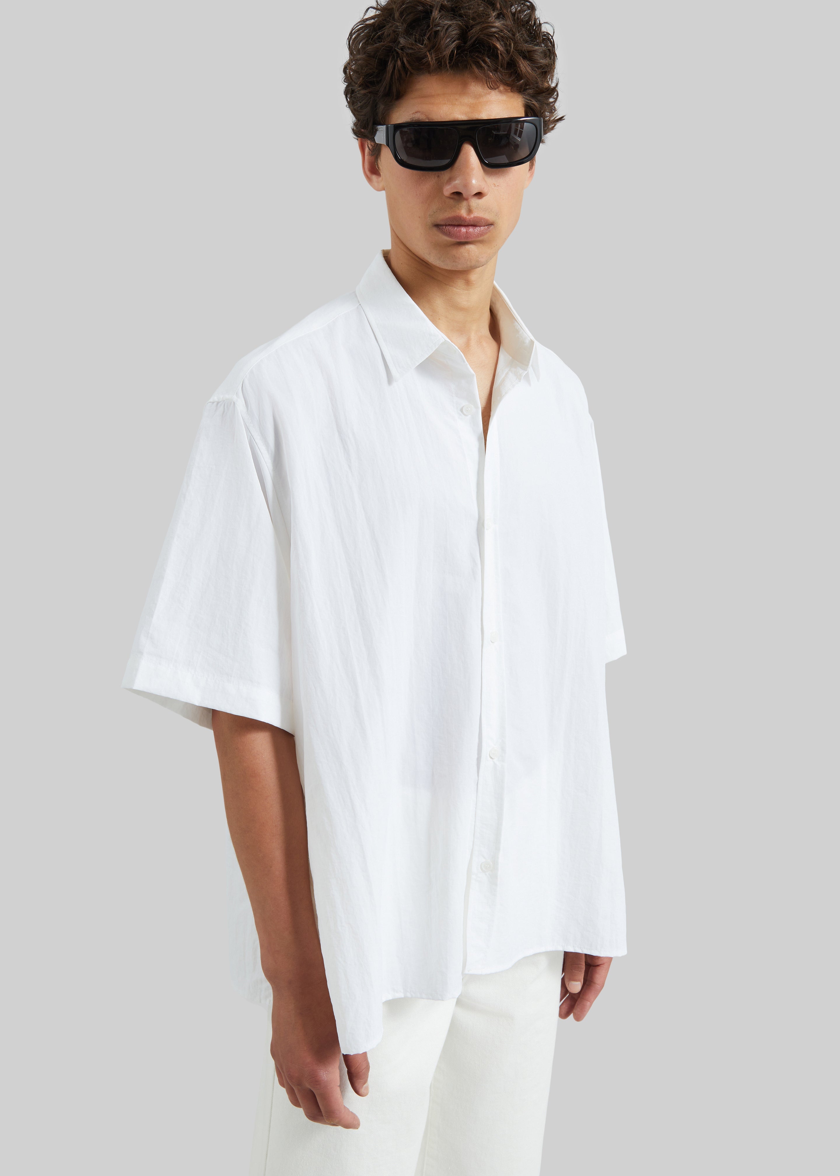 Colhame Adjustable Hem Short Sleeve Shirt - White - 1