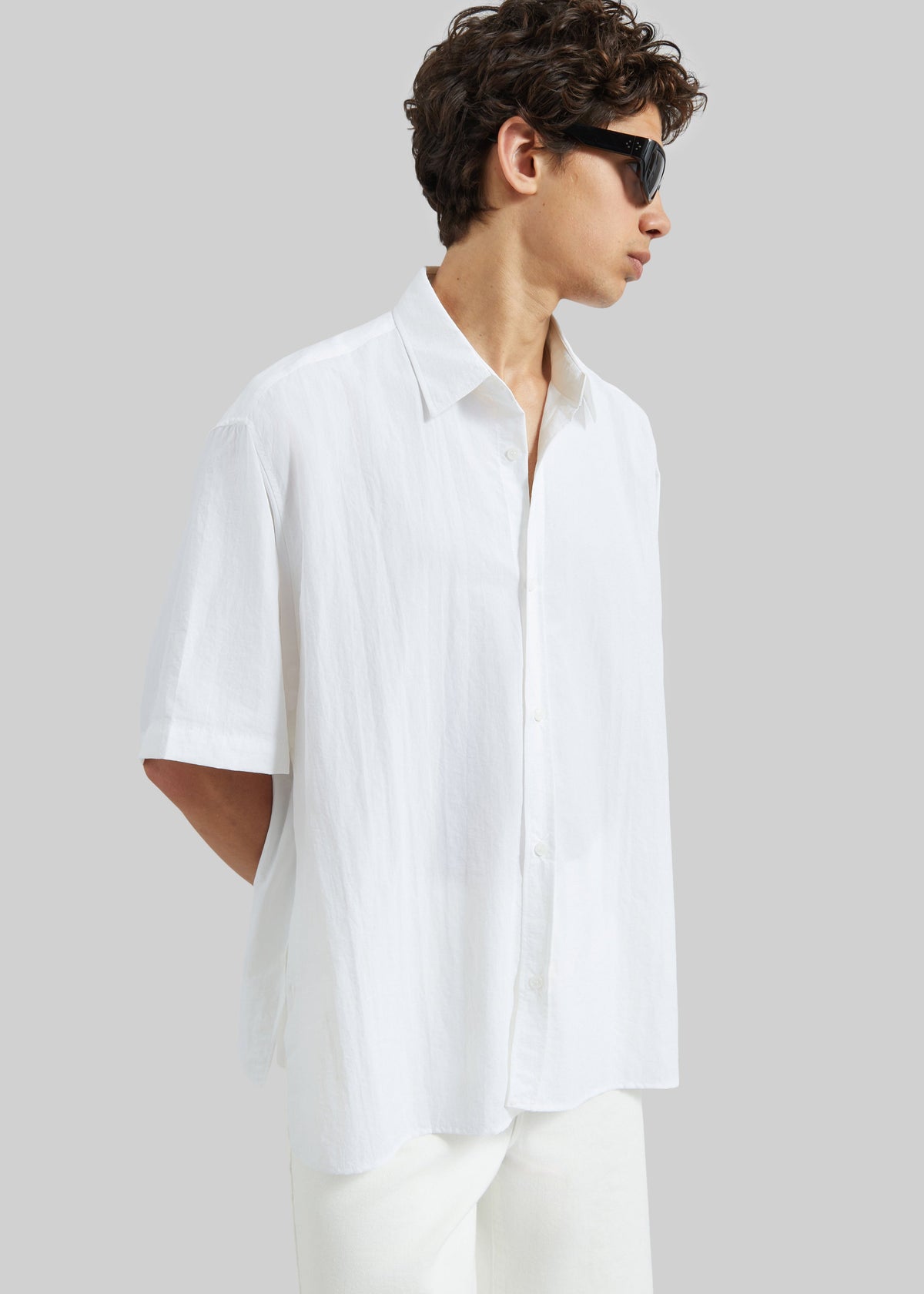 Colhame Adjustable Hem Short Sleeve Shirt - White - 4
