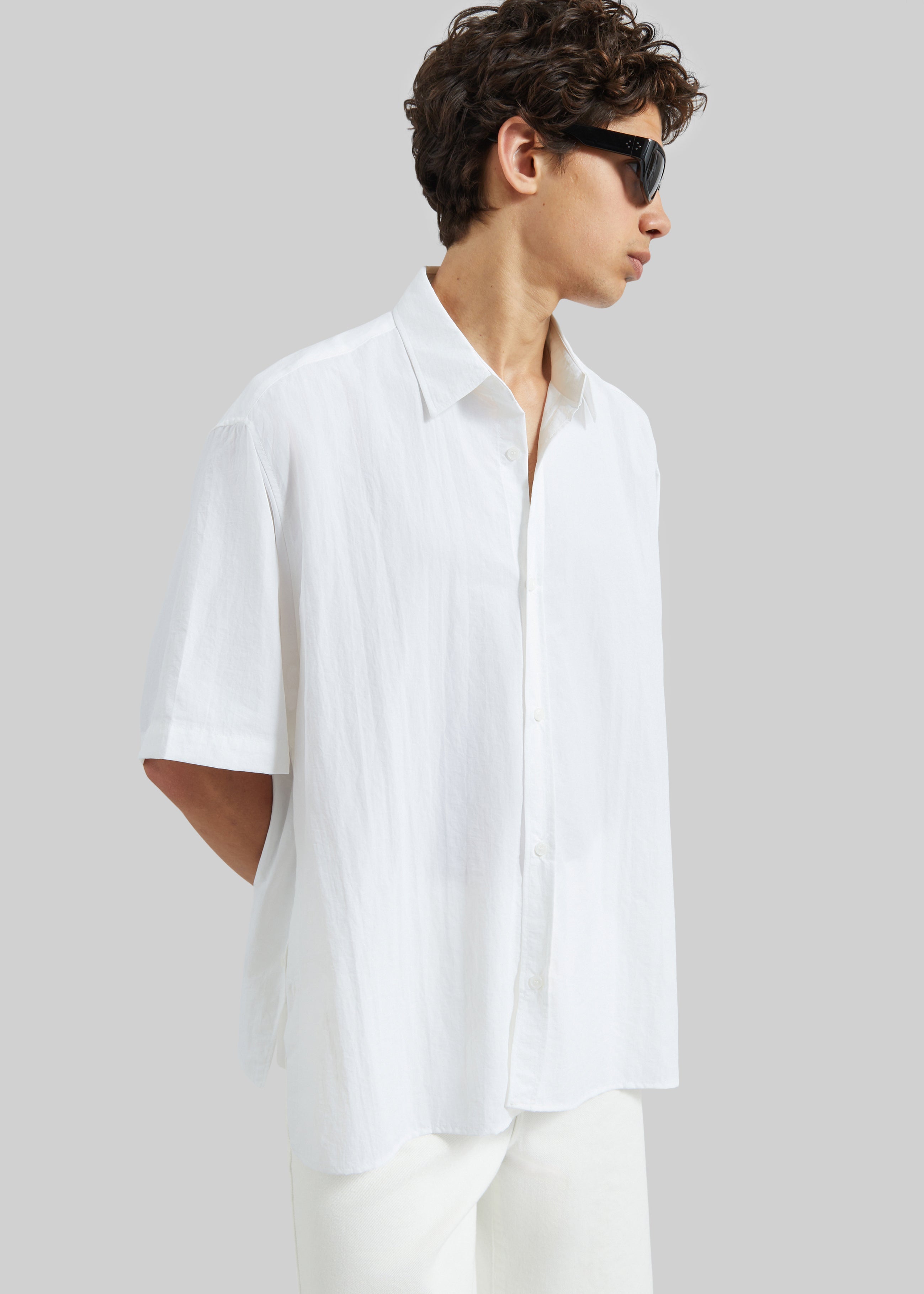 Colhame Adjustable Hem Short Sleeve Shirt - White - 4