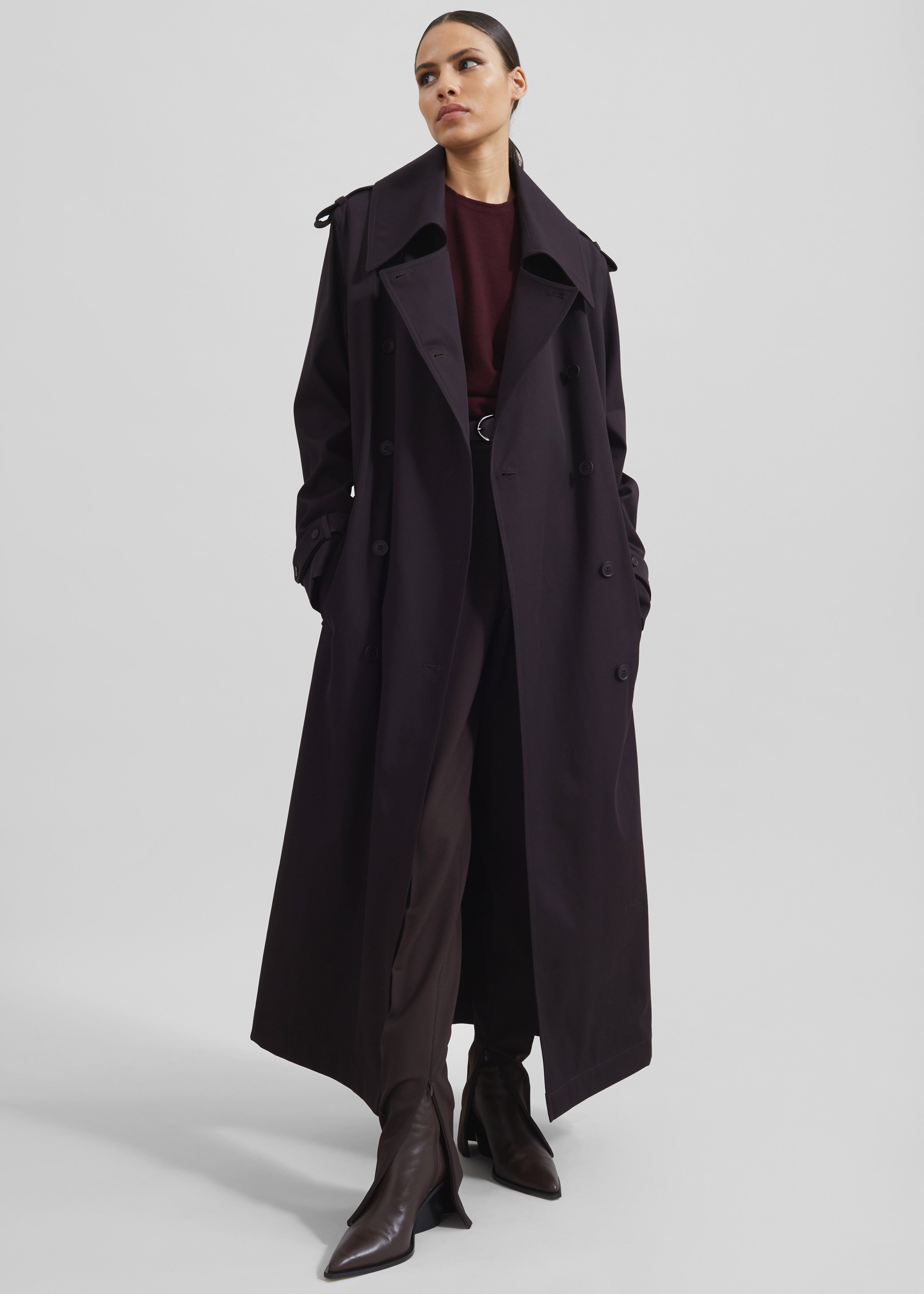 Coline Trench Coat - Dark Plum - 8