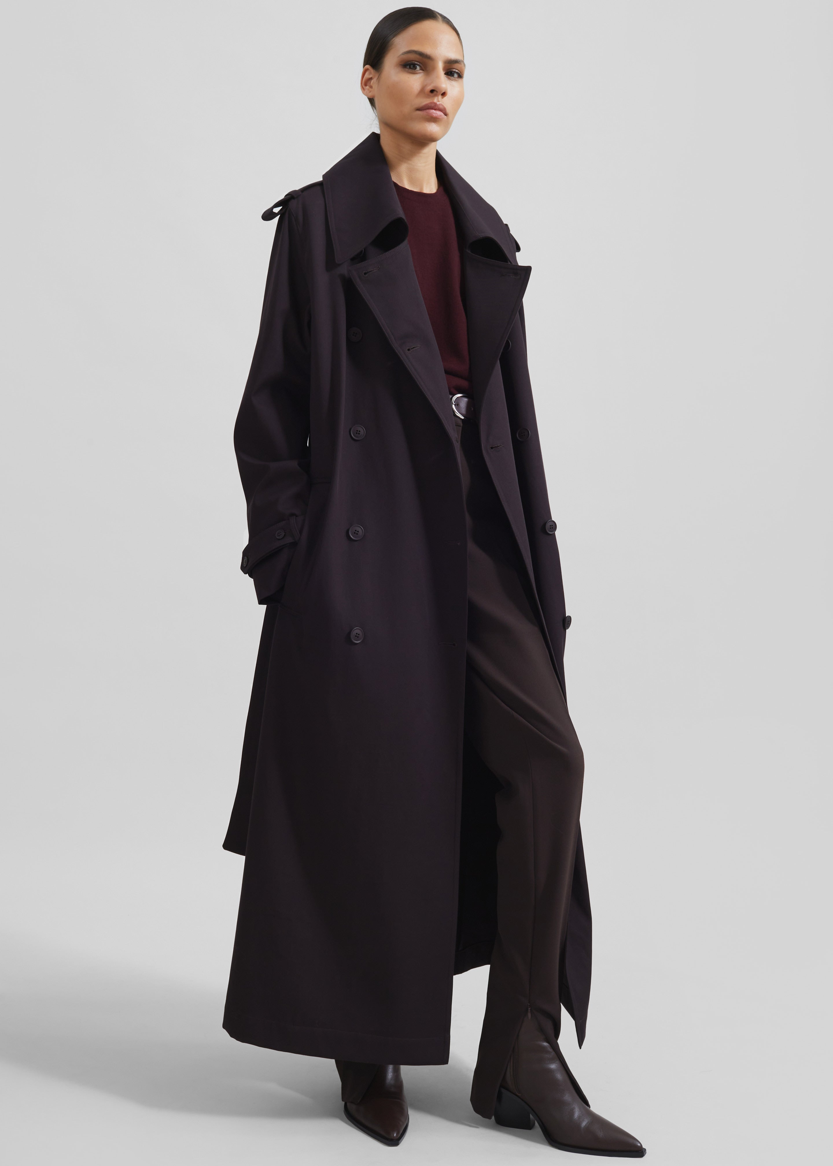 Coline Trench Coat - Dark Plum - 1