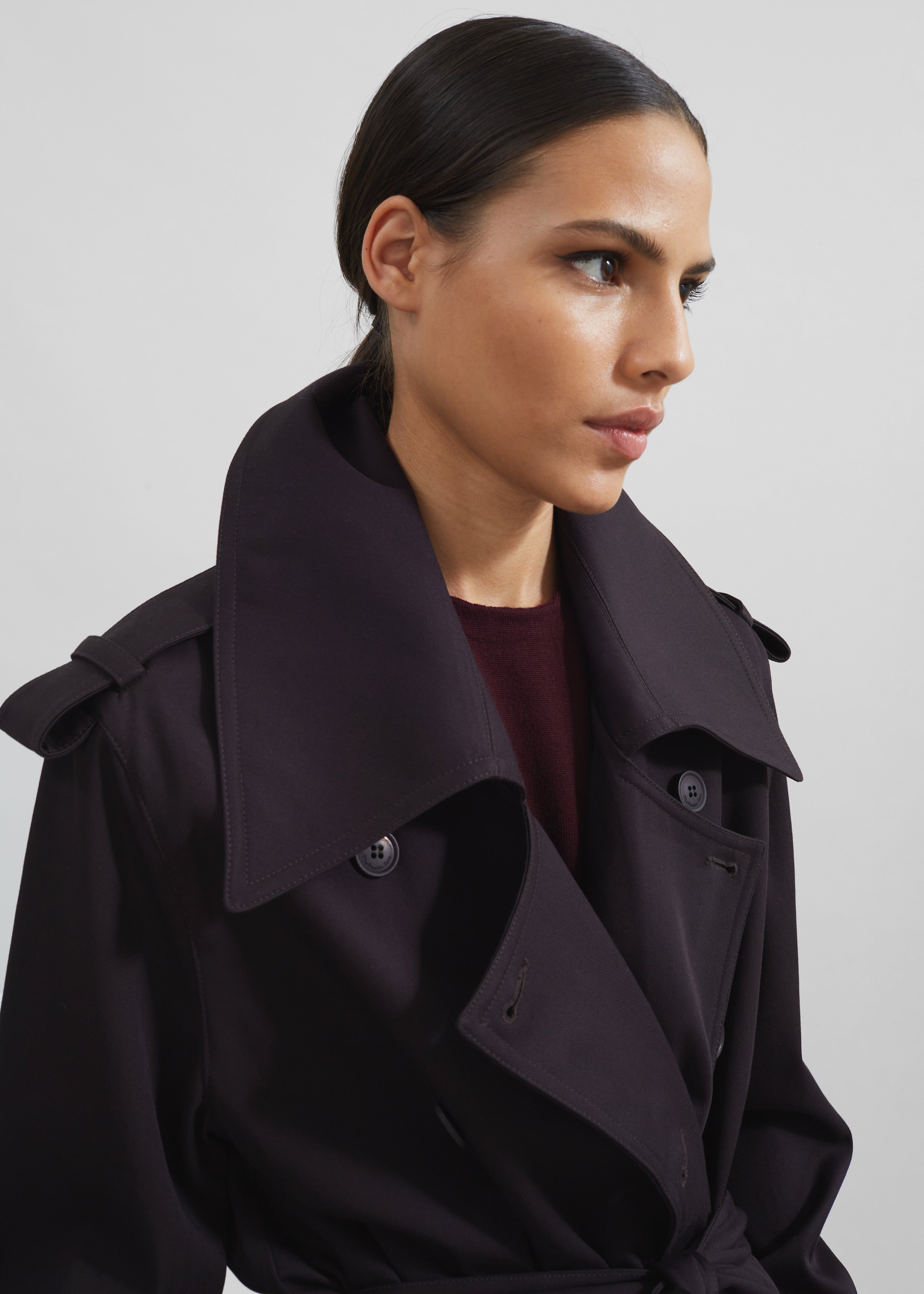 Coline Trench Coat - Dark Plum - 4