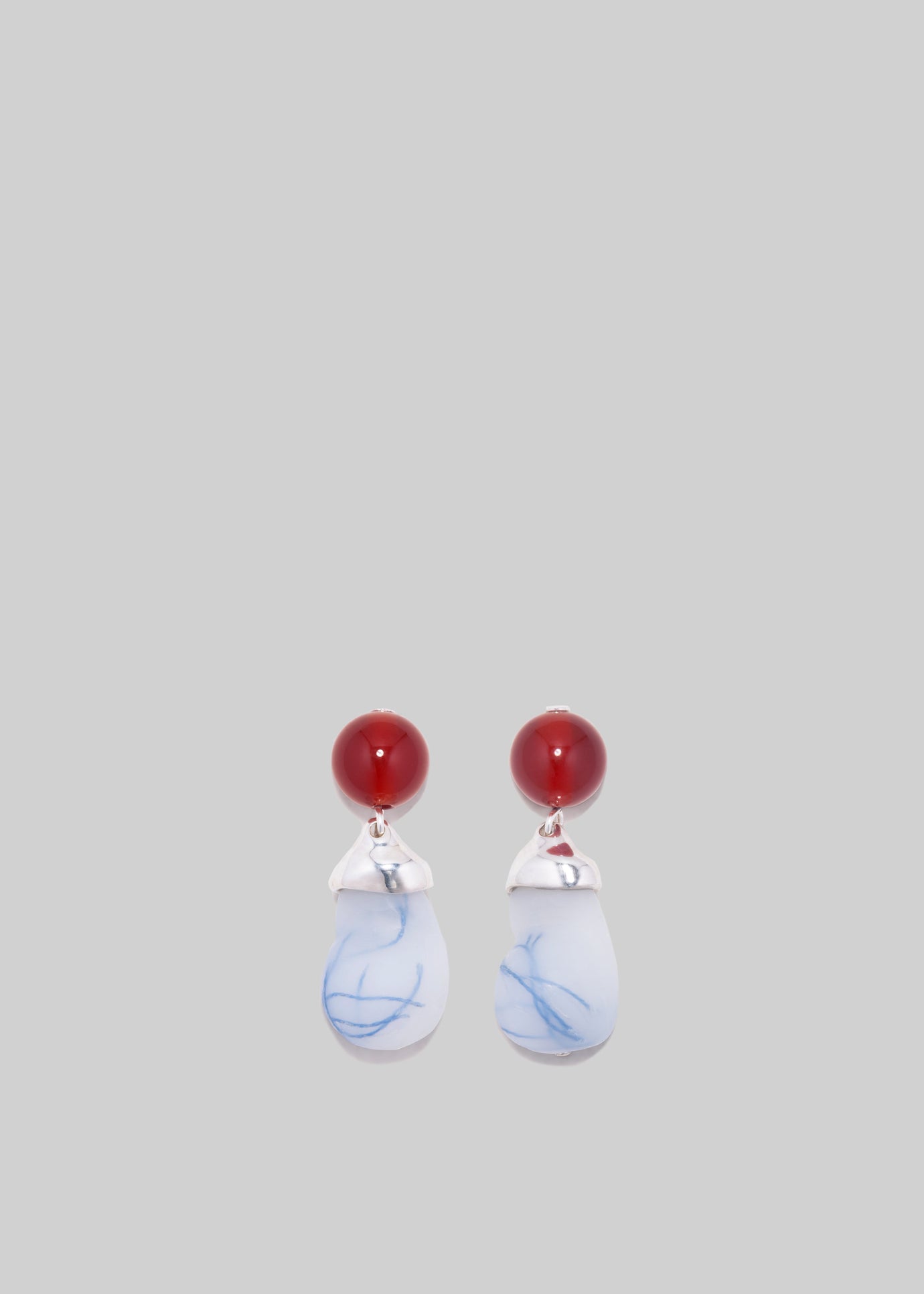 Completedworks Bio-Resin Red Lace Agate Earrings - Blue/Red - 1