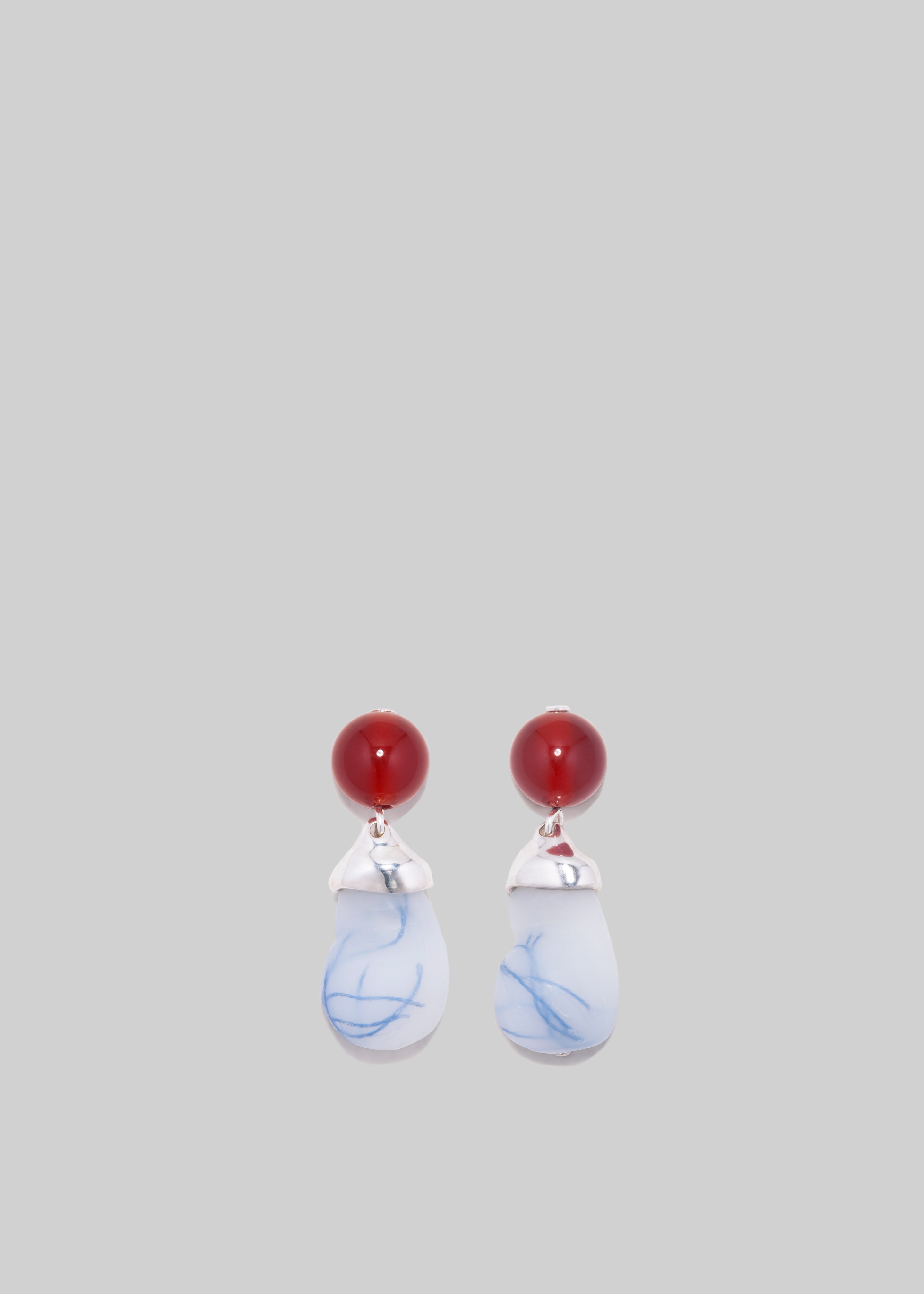 Completedworks Bio-Resin Red Lace Agate Earrings - Blue/Red - 2