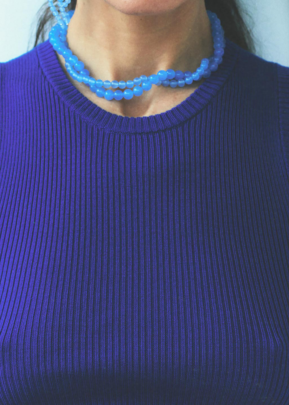 Completedworks Floe Lace Agate Bead Necklace - Blue - 1