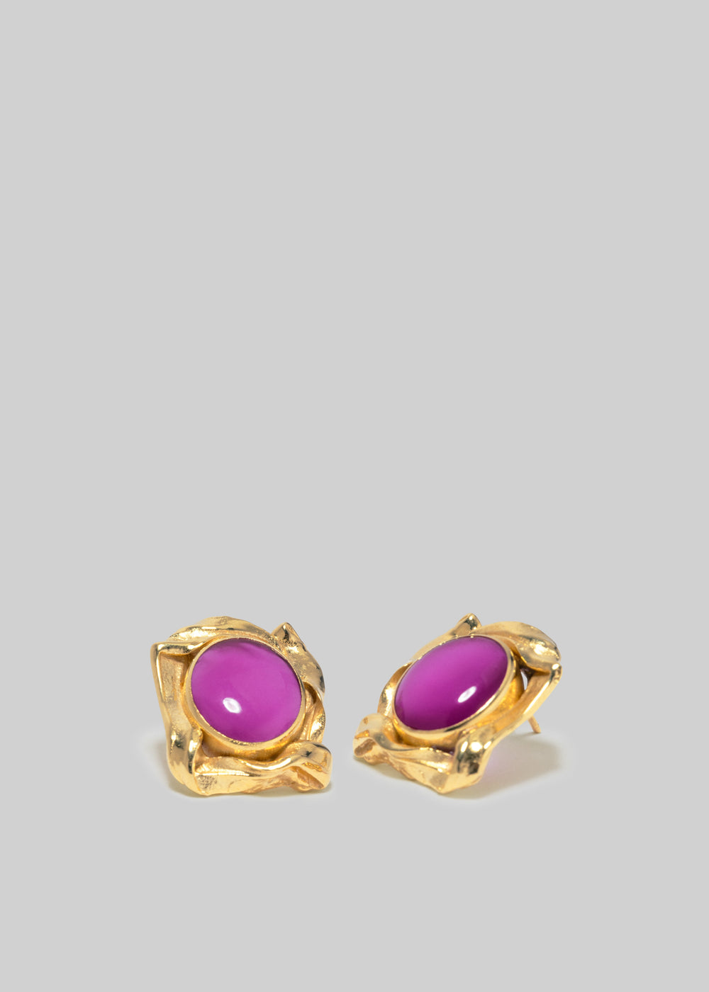 Completedworks Gold Pleated and Resin Earrings - Pink