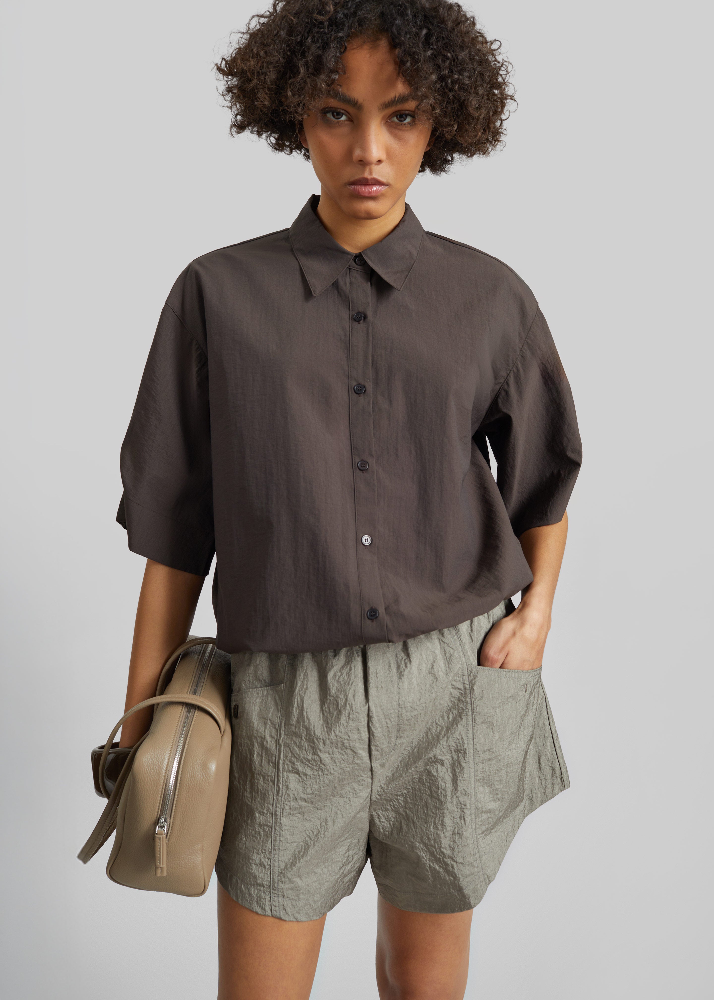 Comporta Drawstring Shirt - Brown - 3