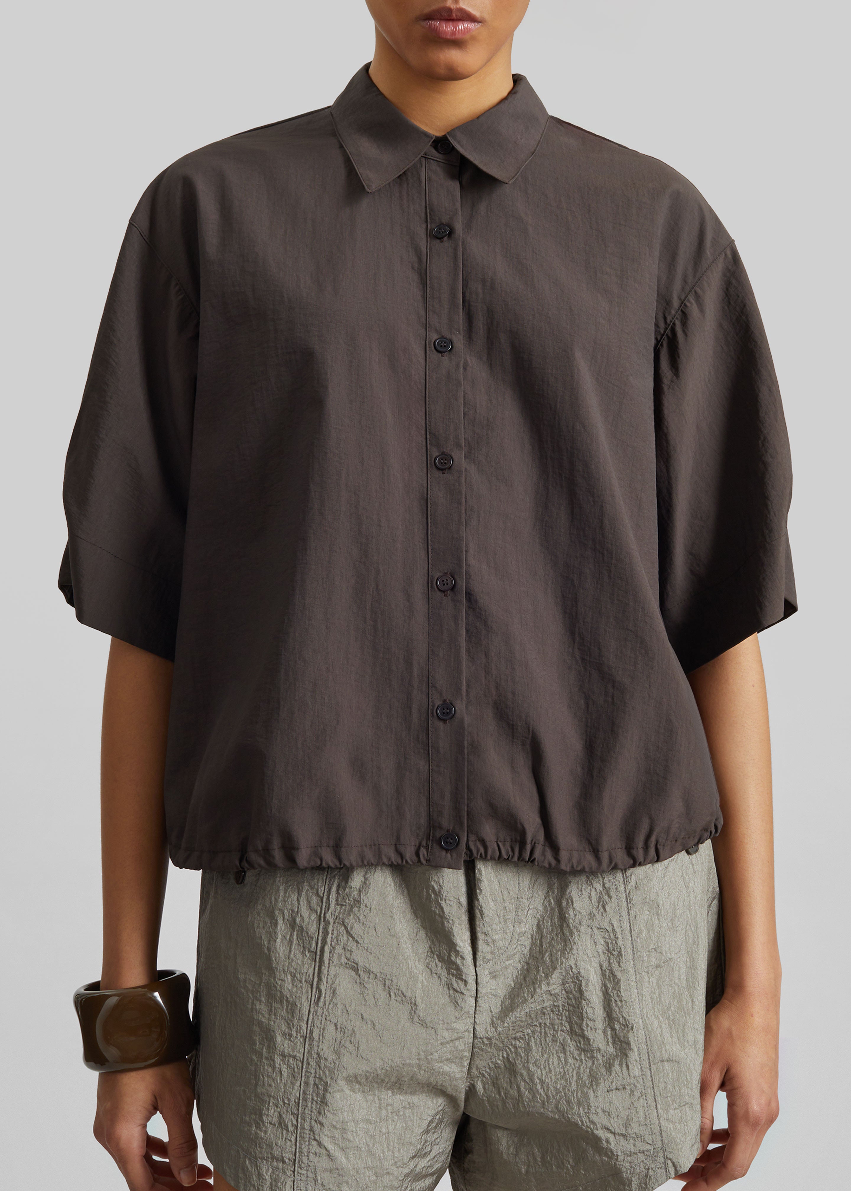 Comporta Drawstring Shirt - Brown - 6