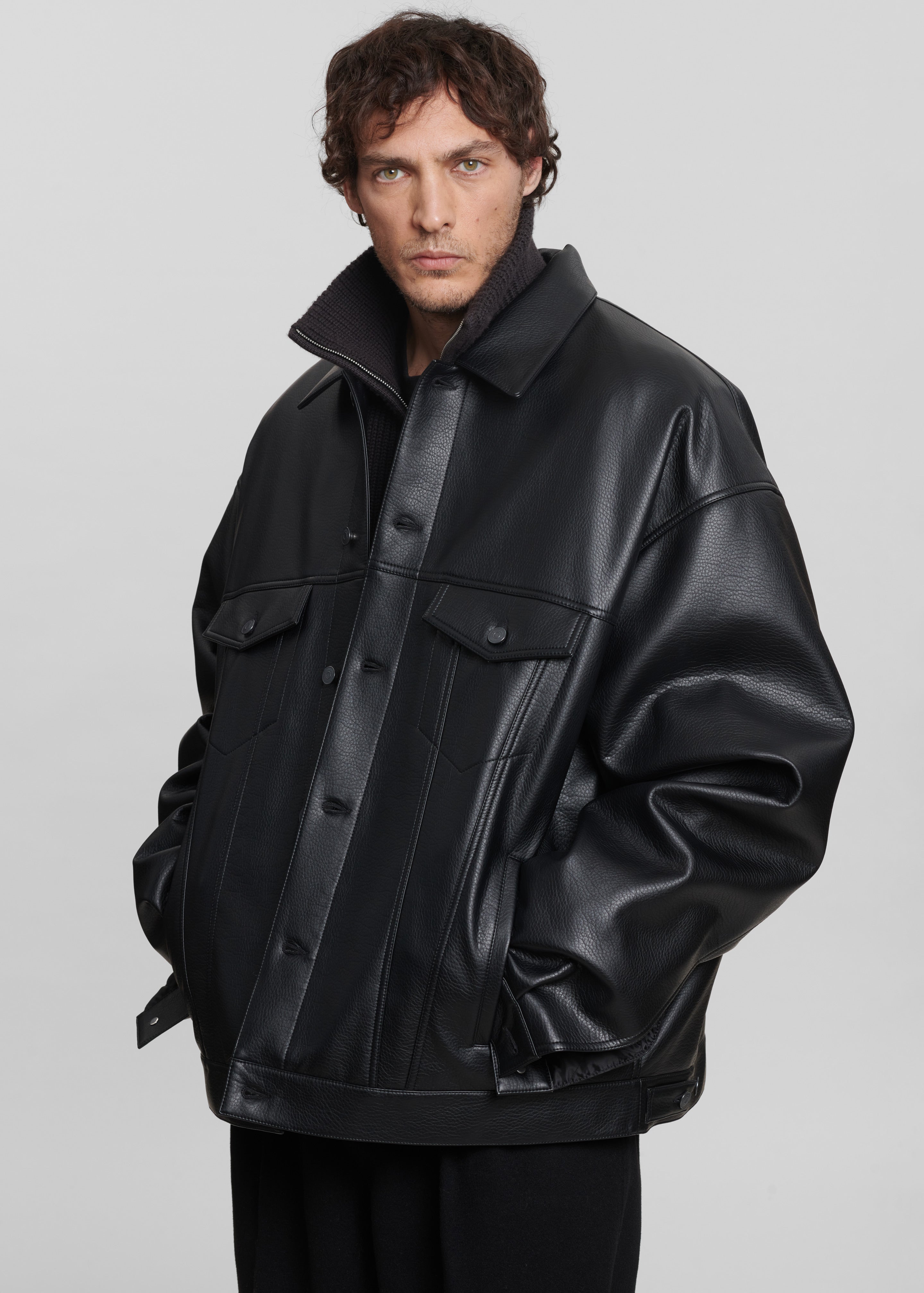 Teagan Boxy Faux Leather Jacket - Black – The Frankie Shop