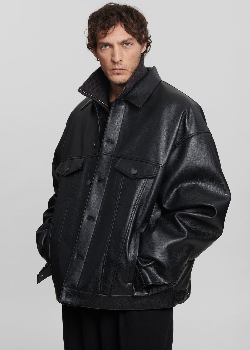 Conan Faux Leather Jacket - Black - 1