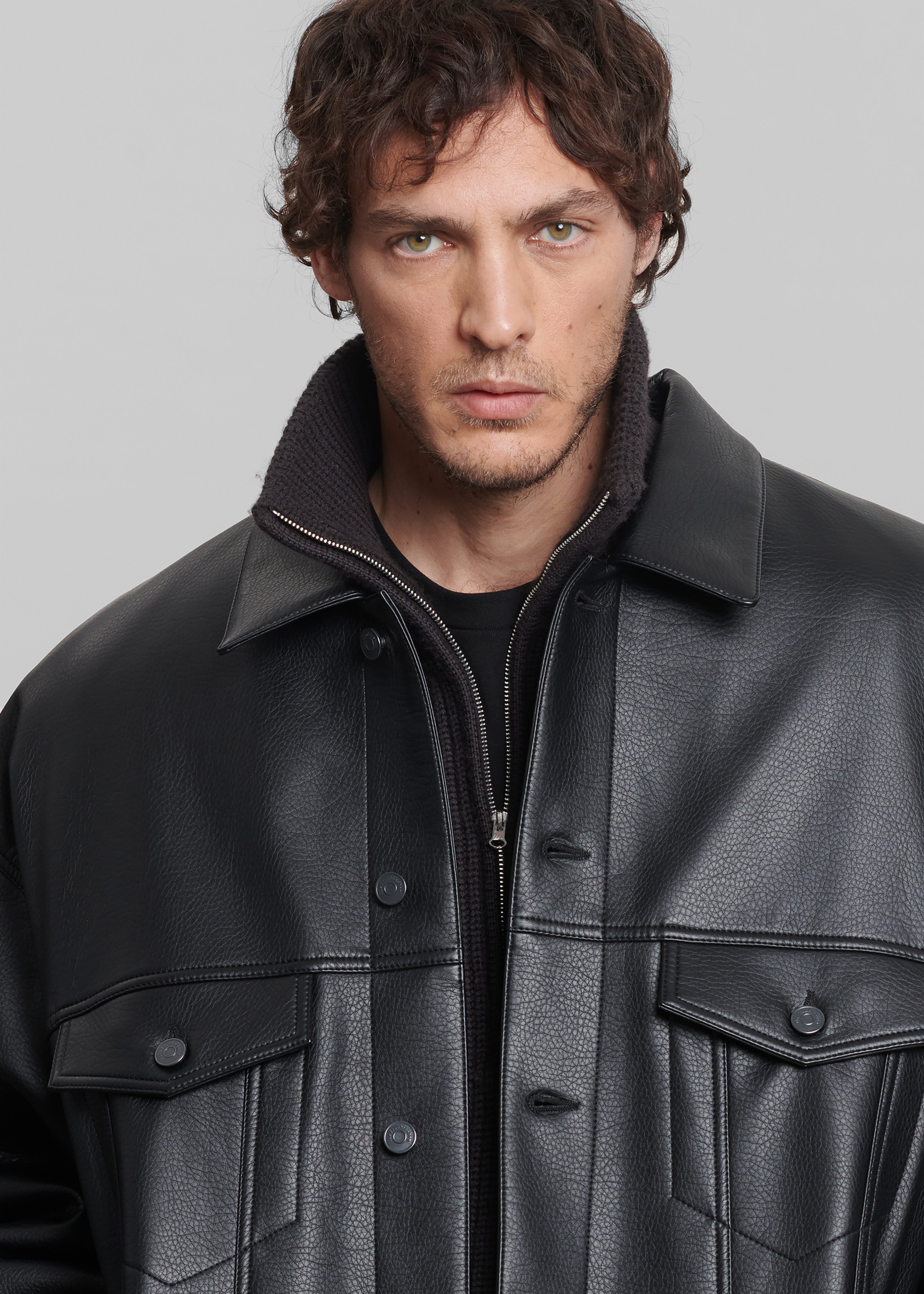 Conan Faux Leather Jacket - Black - 7