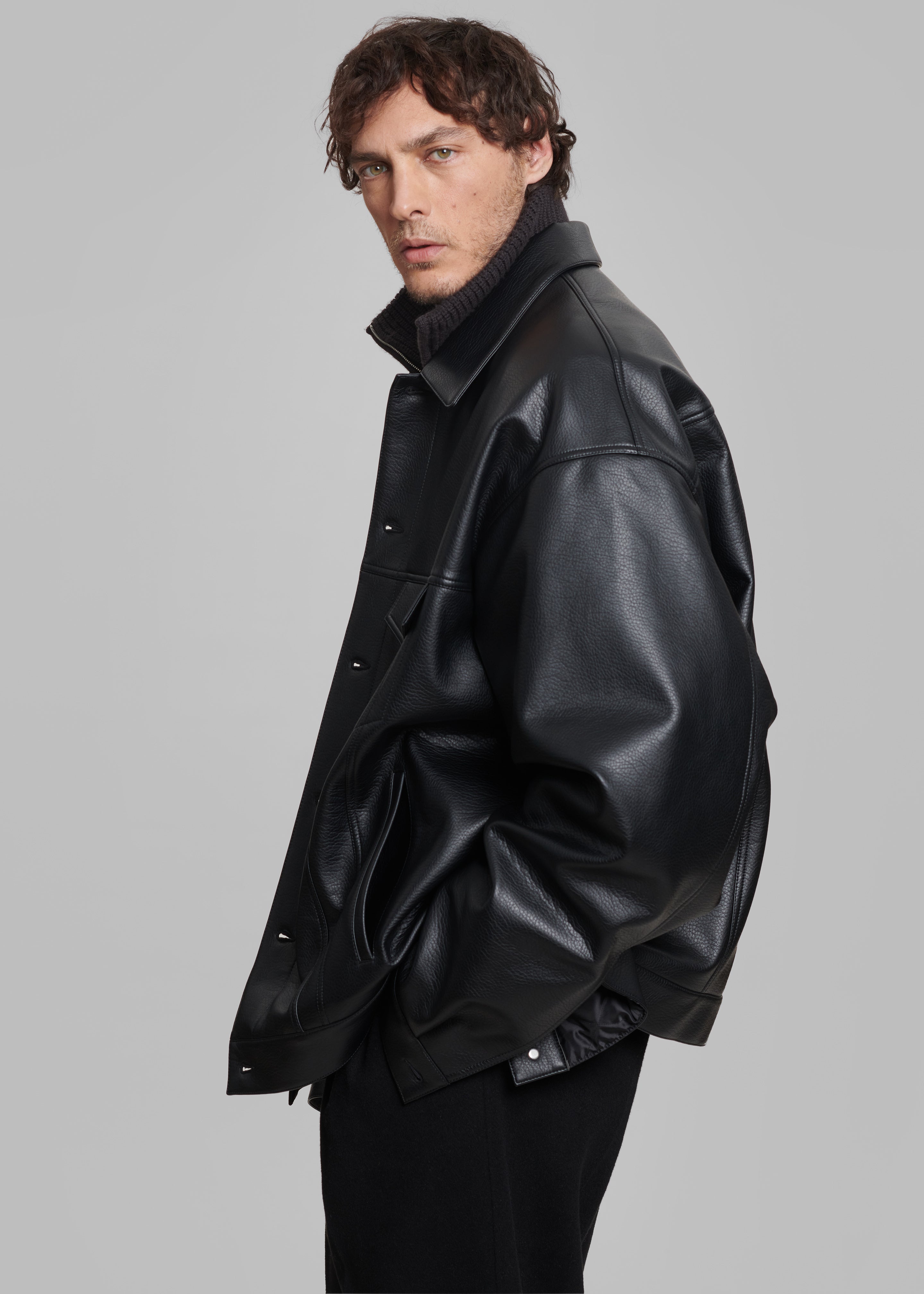 Conan Faux Leather Jacket - Black - 6