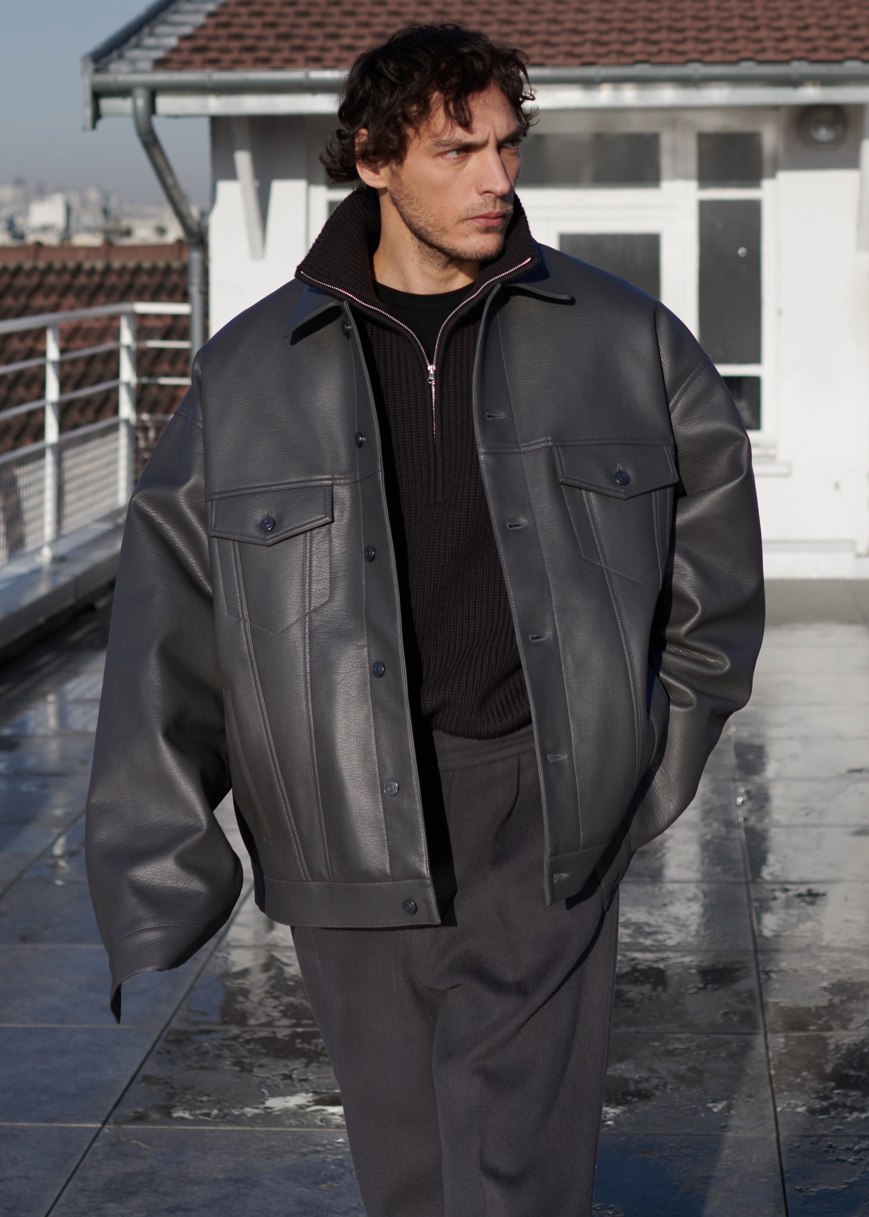 Conan Faux Leather Jacket - Dark Grey - 6 - [gender-male]