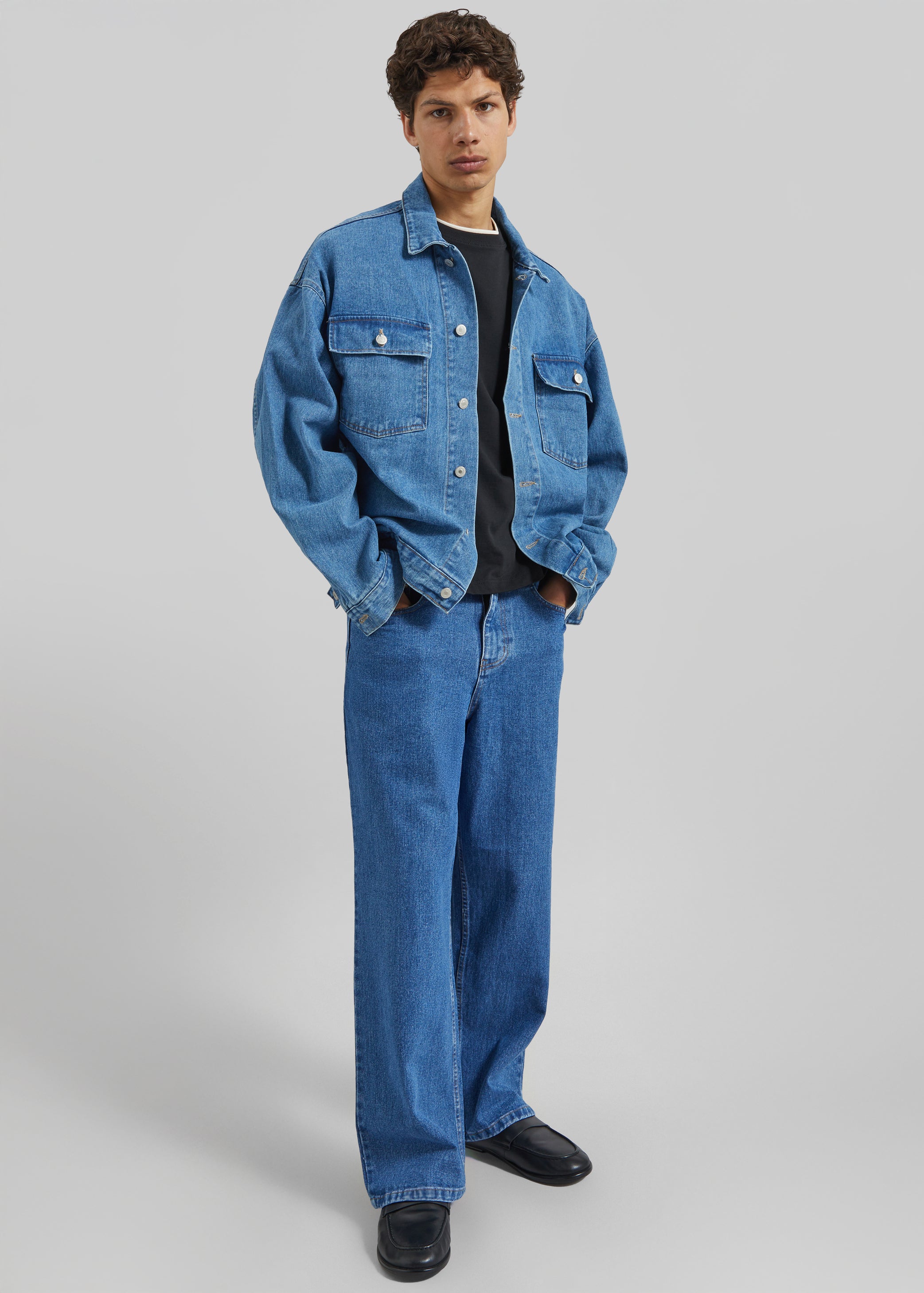Shop the look image for Connor Oversized Denim Jacket - Medium Wash