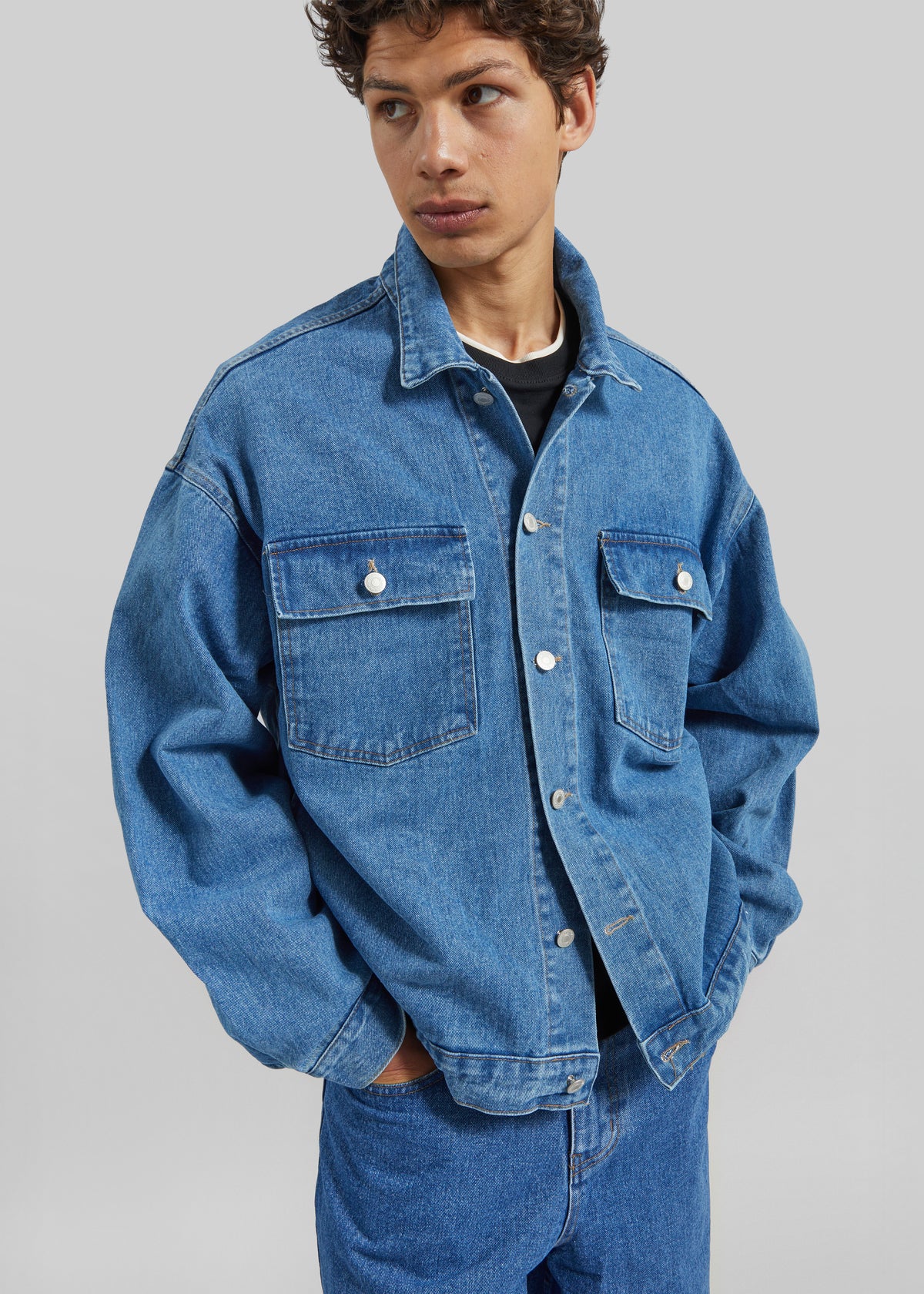 Connor Oversized Denim Jacket - Medium Wash - 1