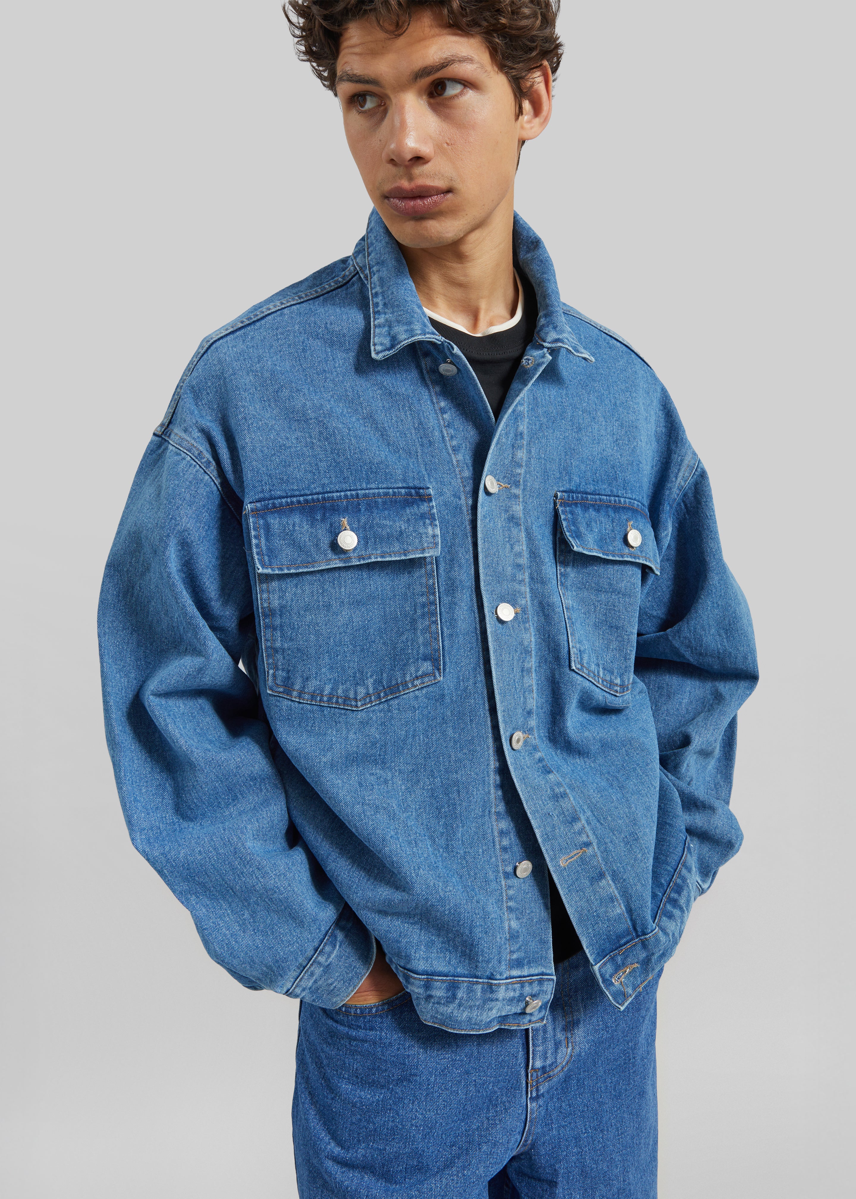 Connor Oversized Denim Jacket - Medium Wash - 1