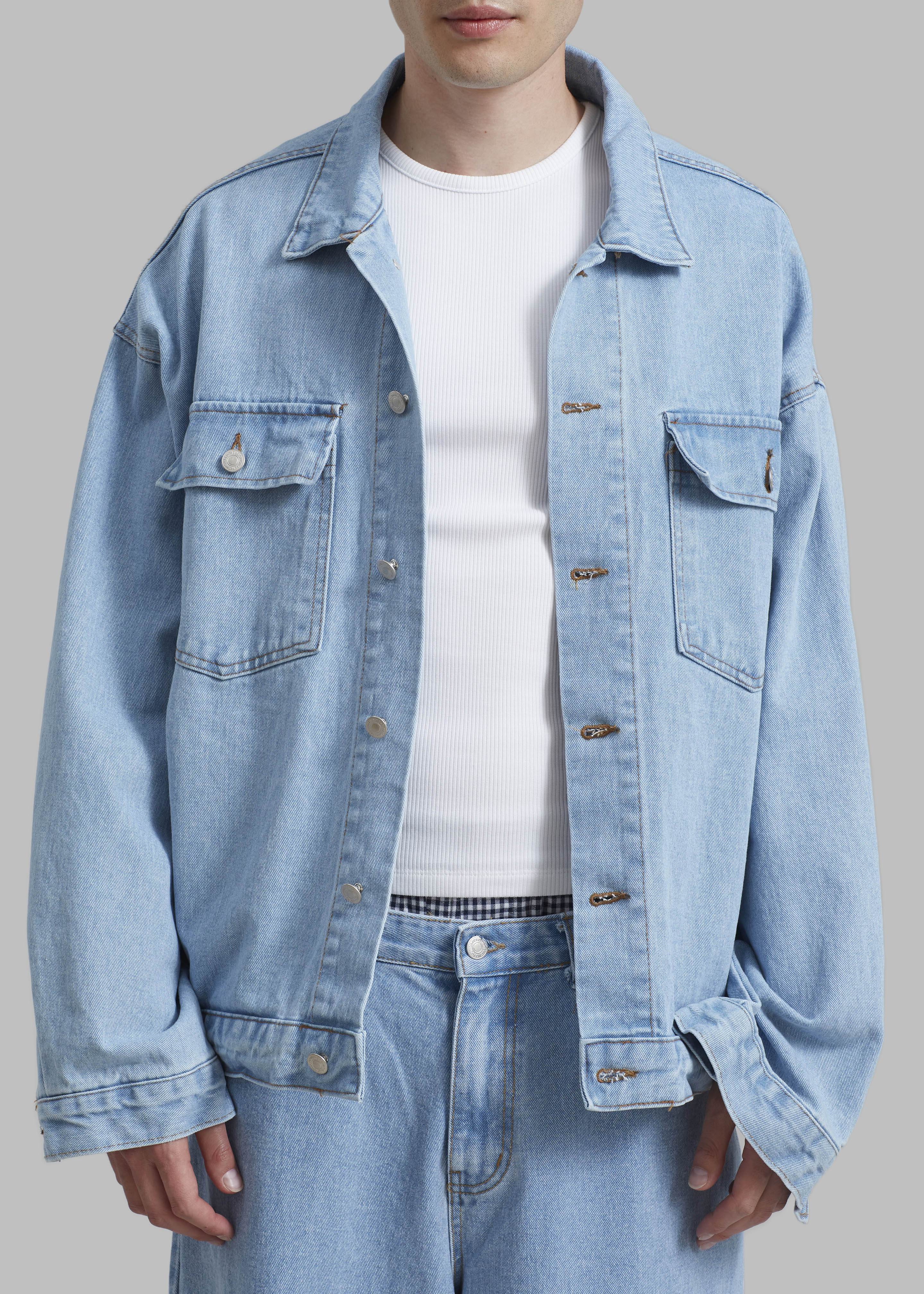 Connor Oversized Denim Jacket - Worn Wash - 5